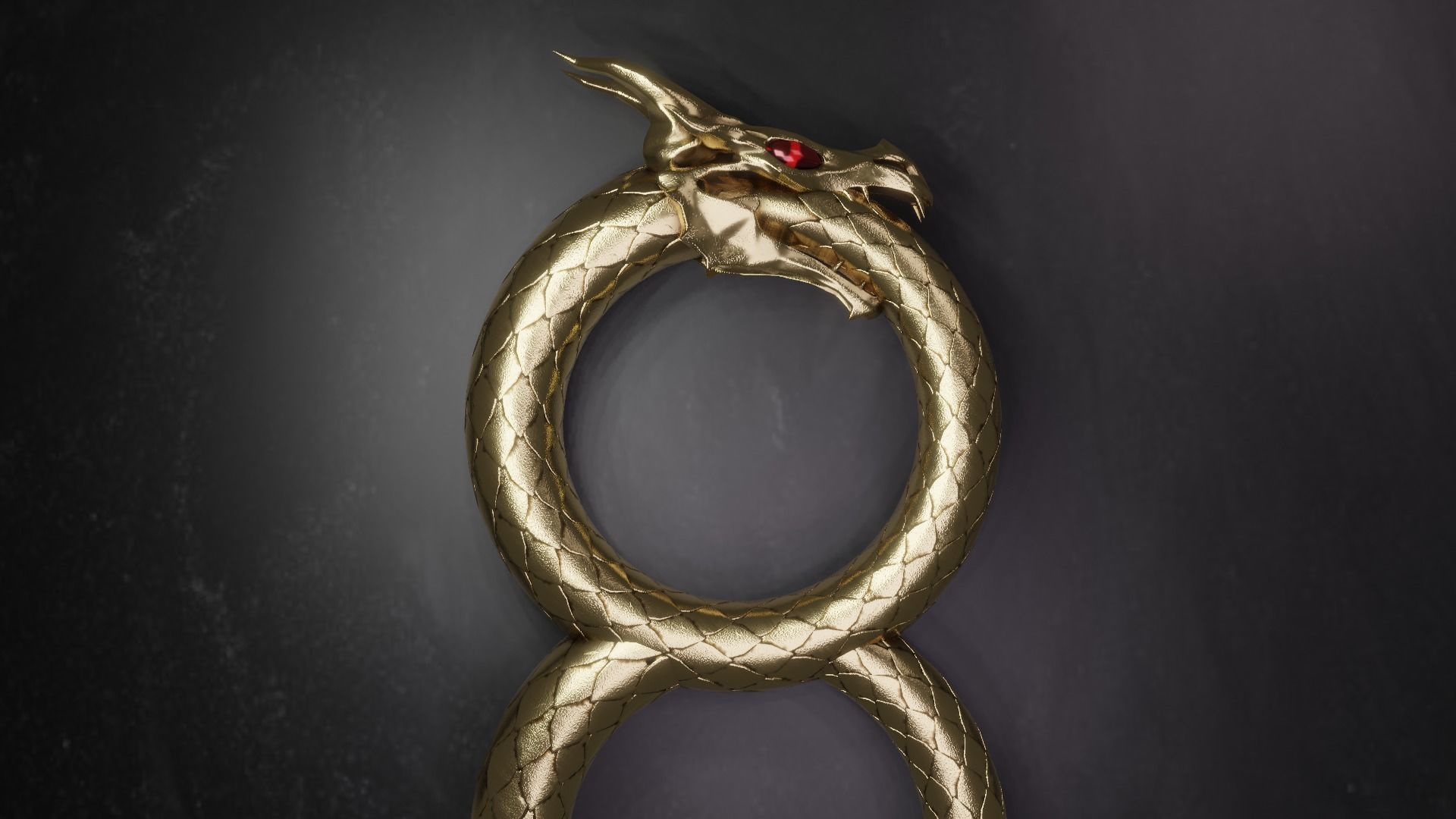 Dragon ring golden 3D model_24