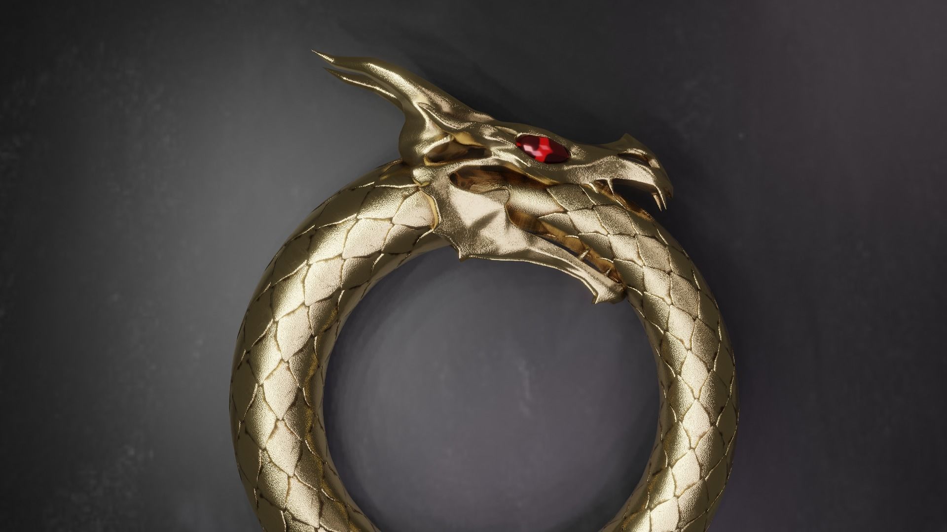 Dragon ring golden 3D model_20
