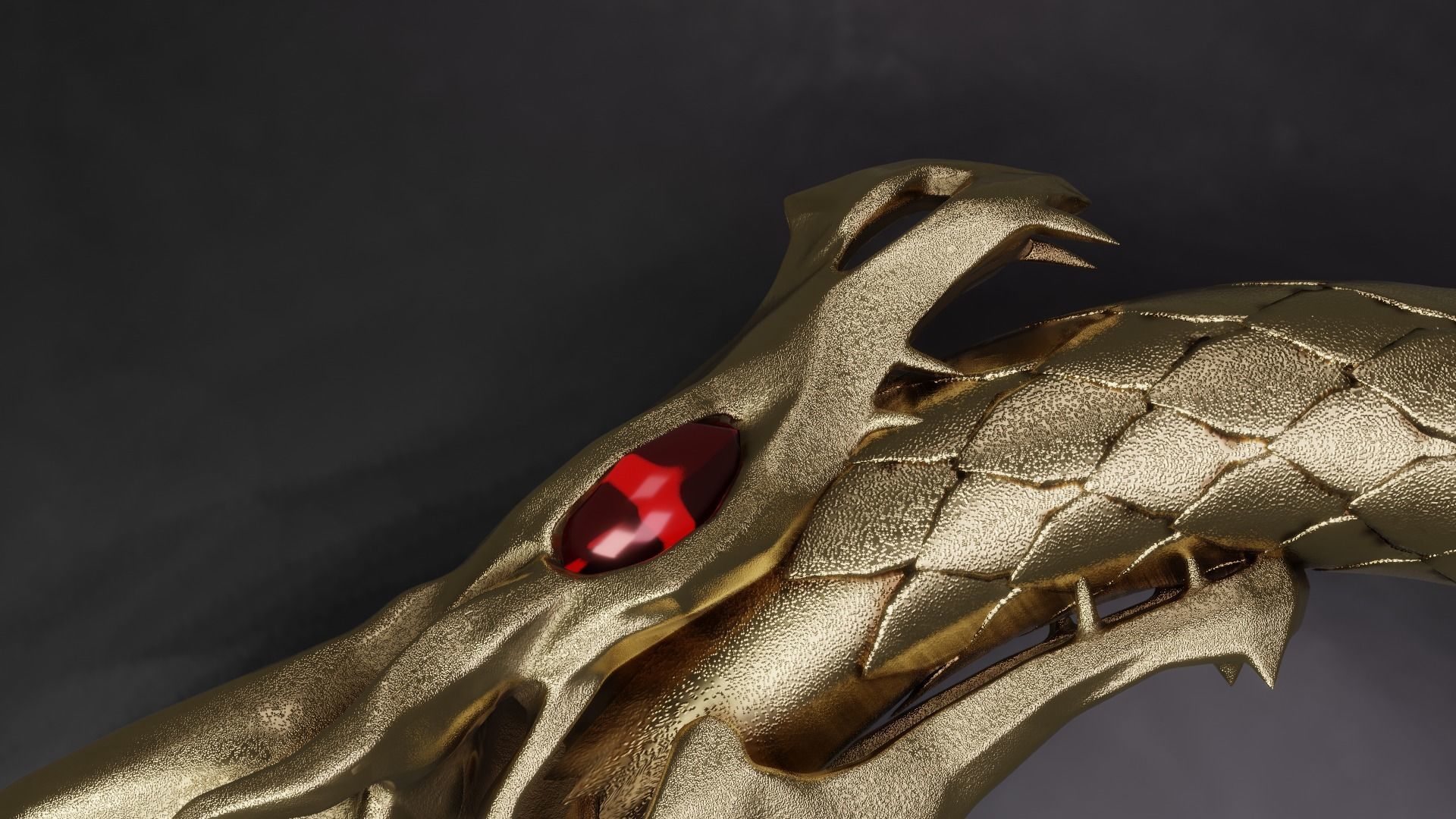 Dragon ring golden 3D model_28