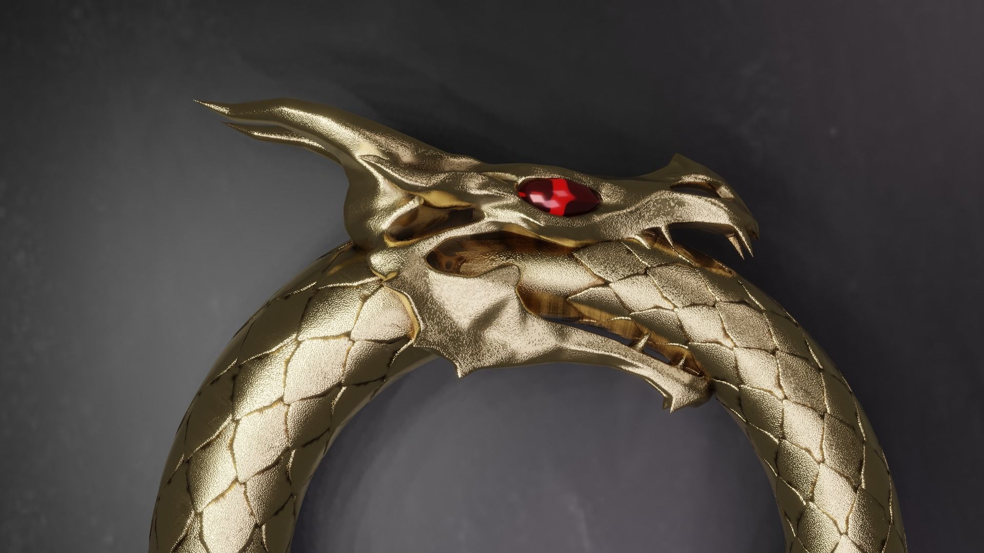Dragon ring golden 3D model_21