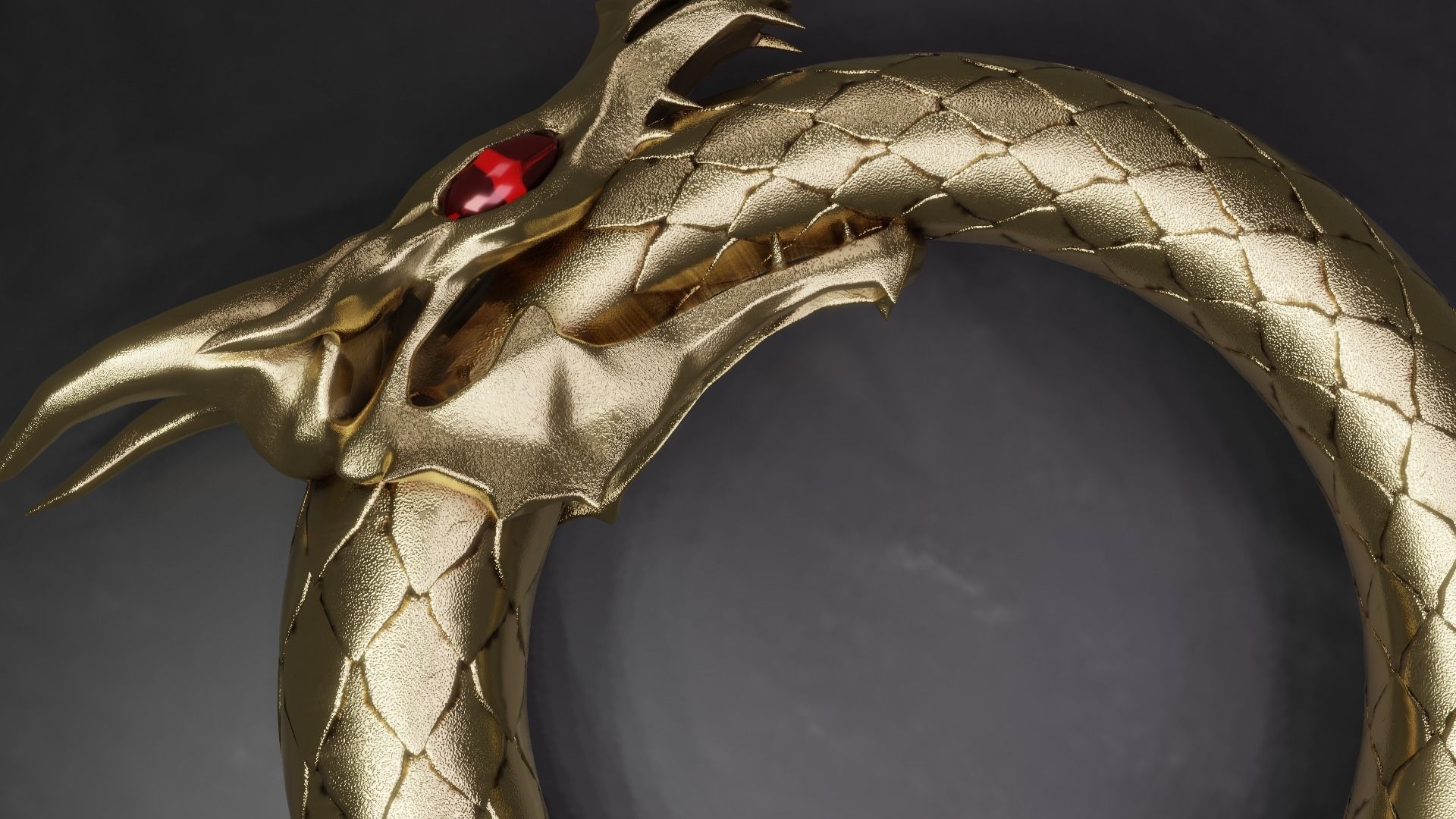 Dragon ring golden 3D model_30
