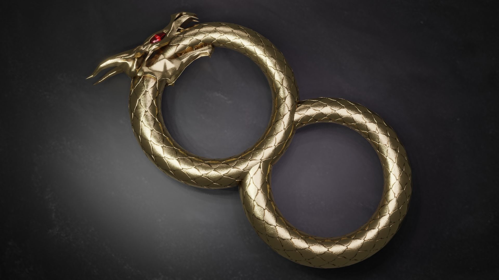 Dragon ring golden 3D model_6