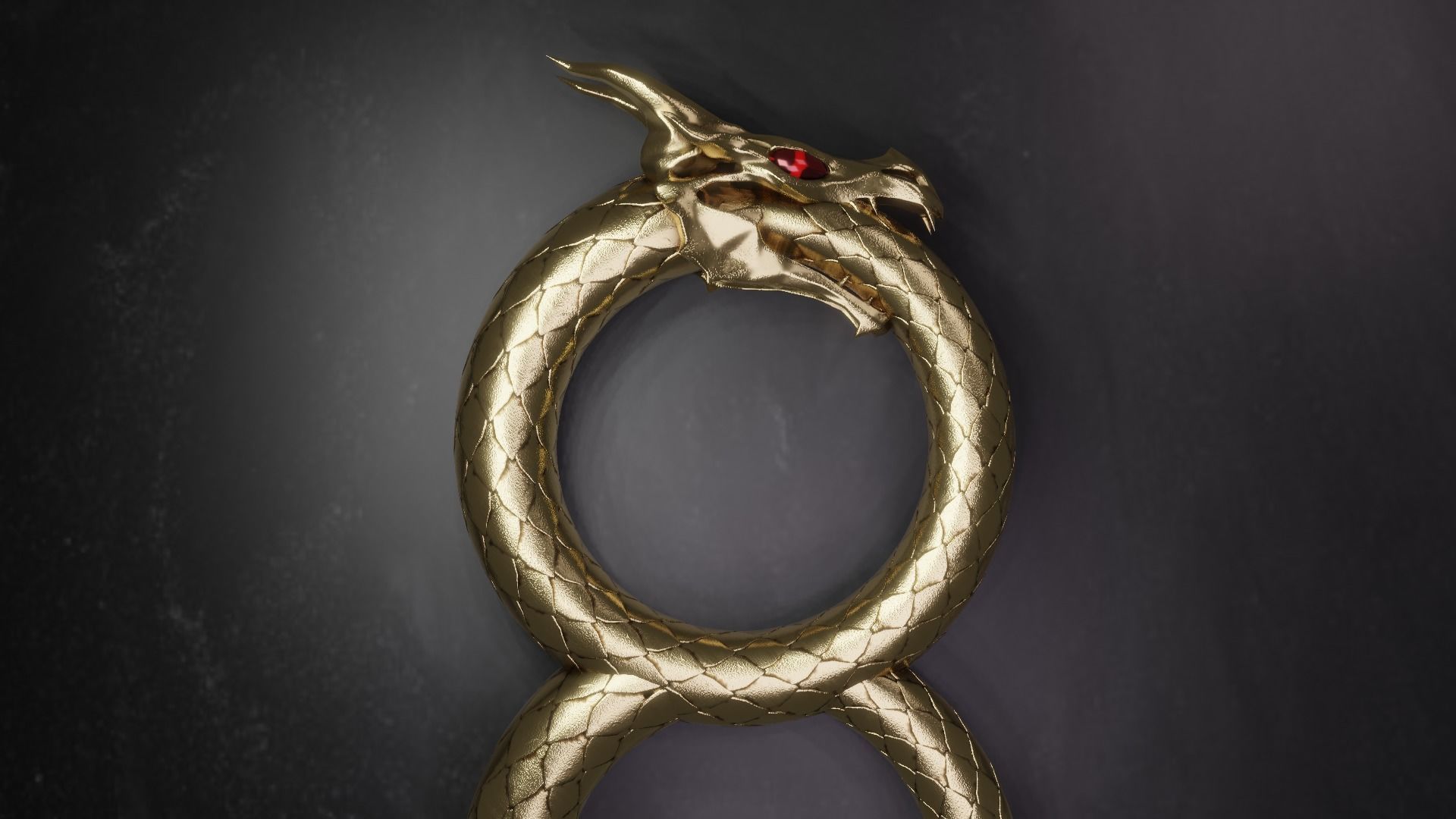 Dragon ring golden 3D model_29