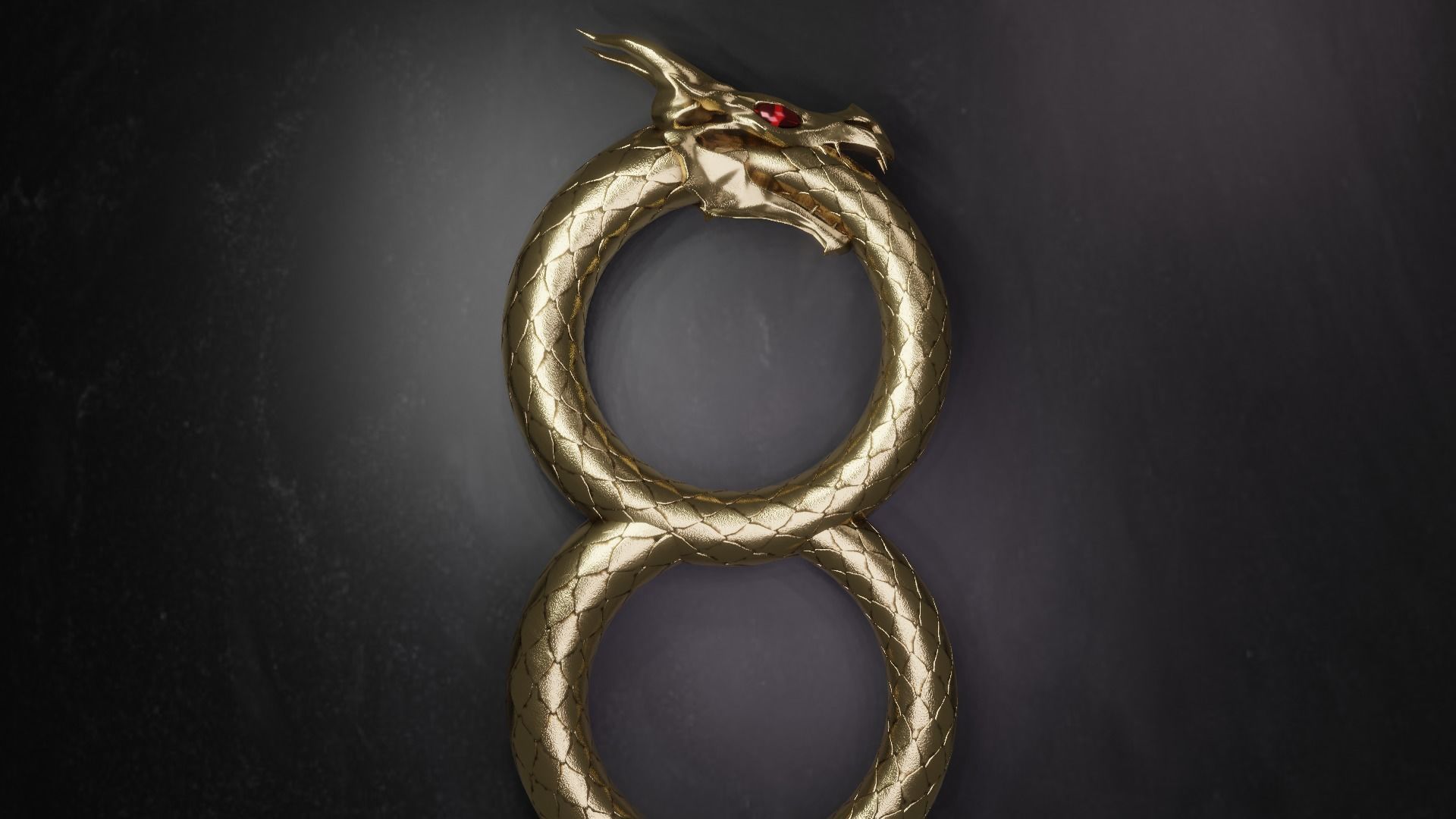 Dragon ring golden 3D model_13