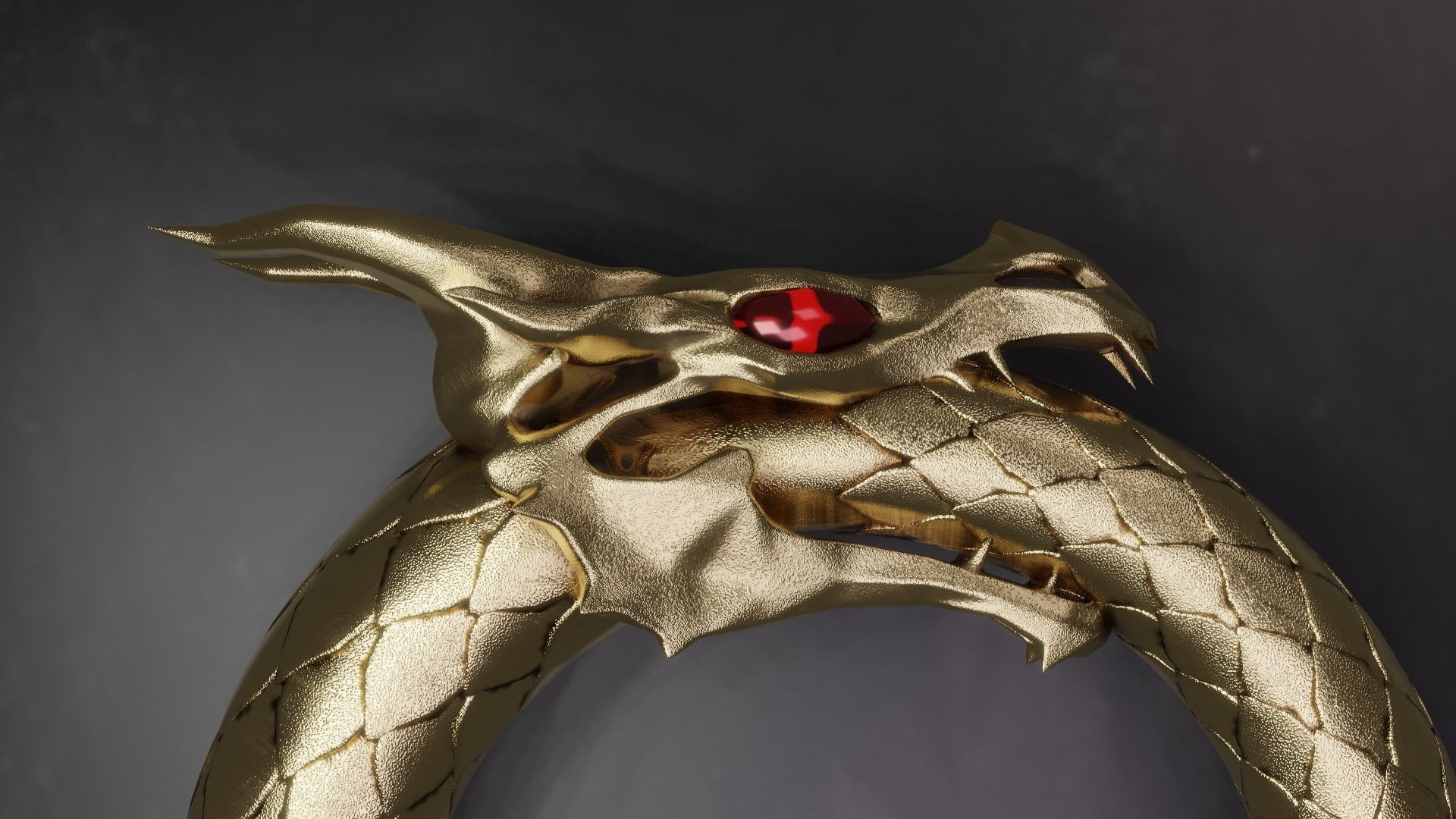 Dragon ring golden 3D model_25