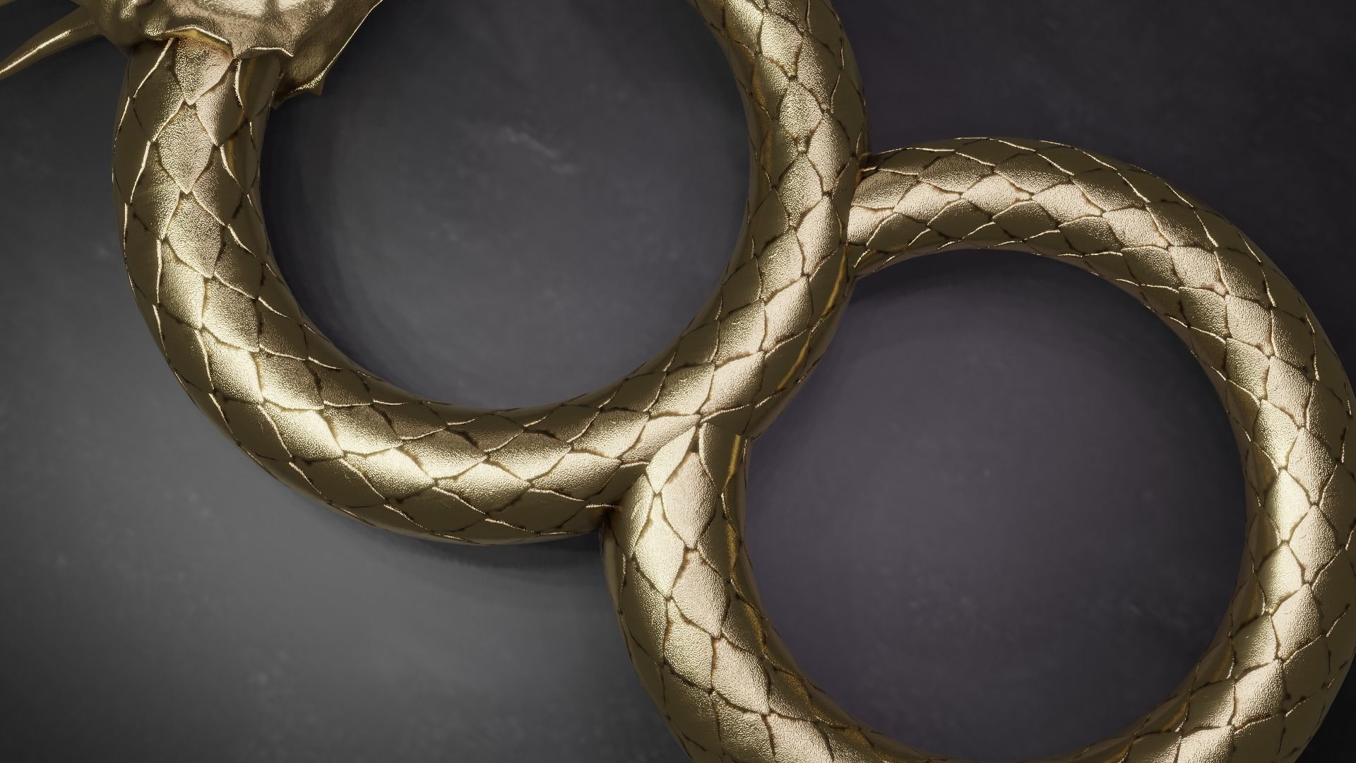 Dragon ring golden 3D model_12