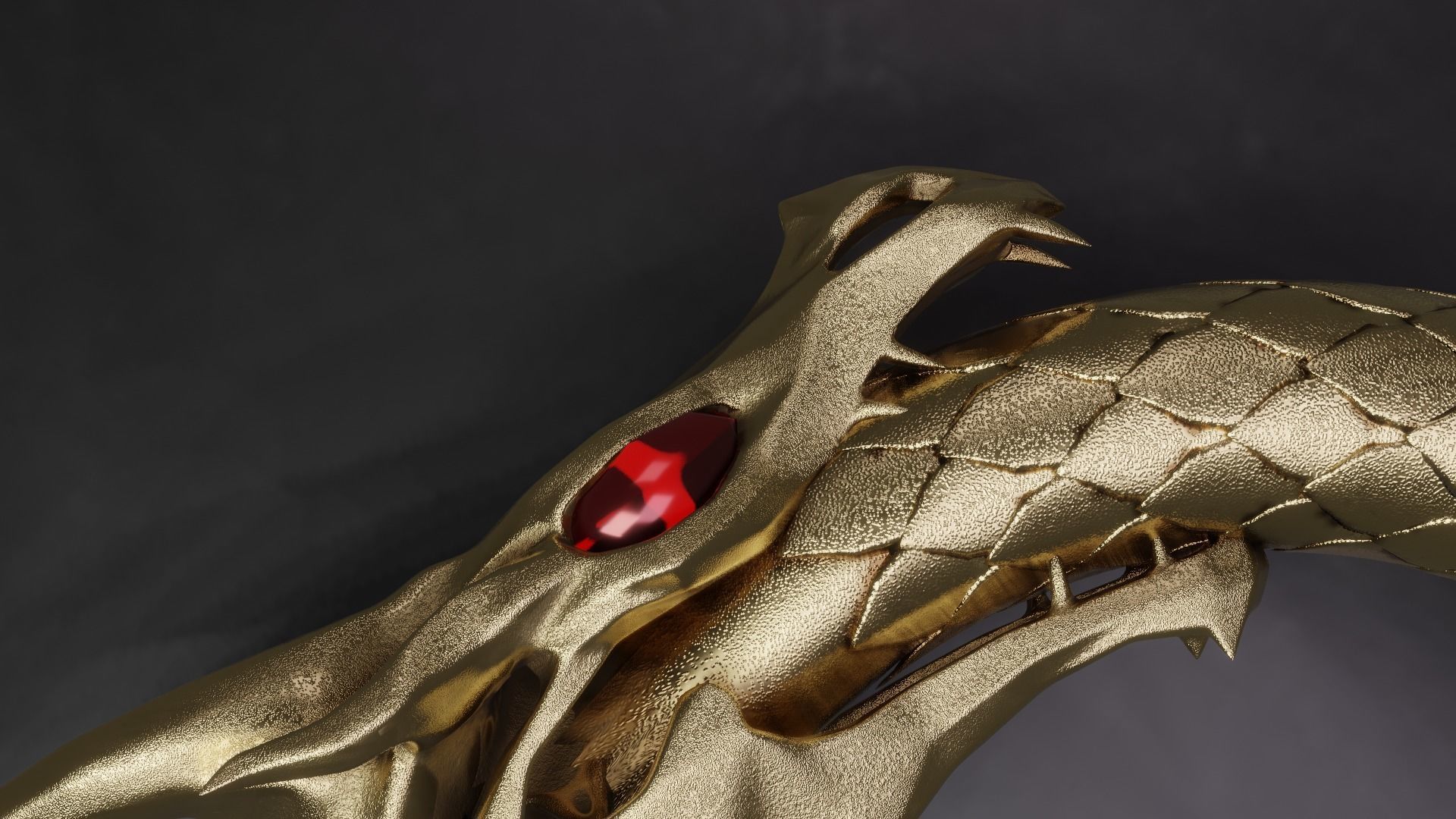 Dragon ring golden 3D model_27