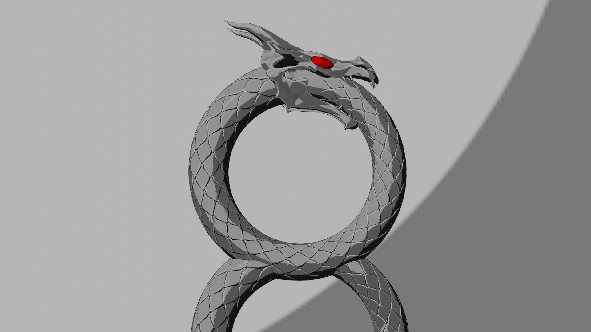 Dragon ring golden 3D model_43