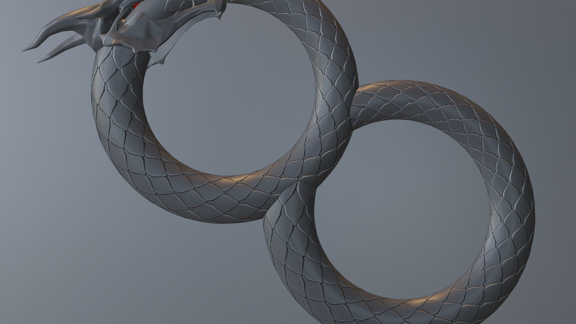 Dragon ring golden 3D model_38