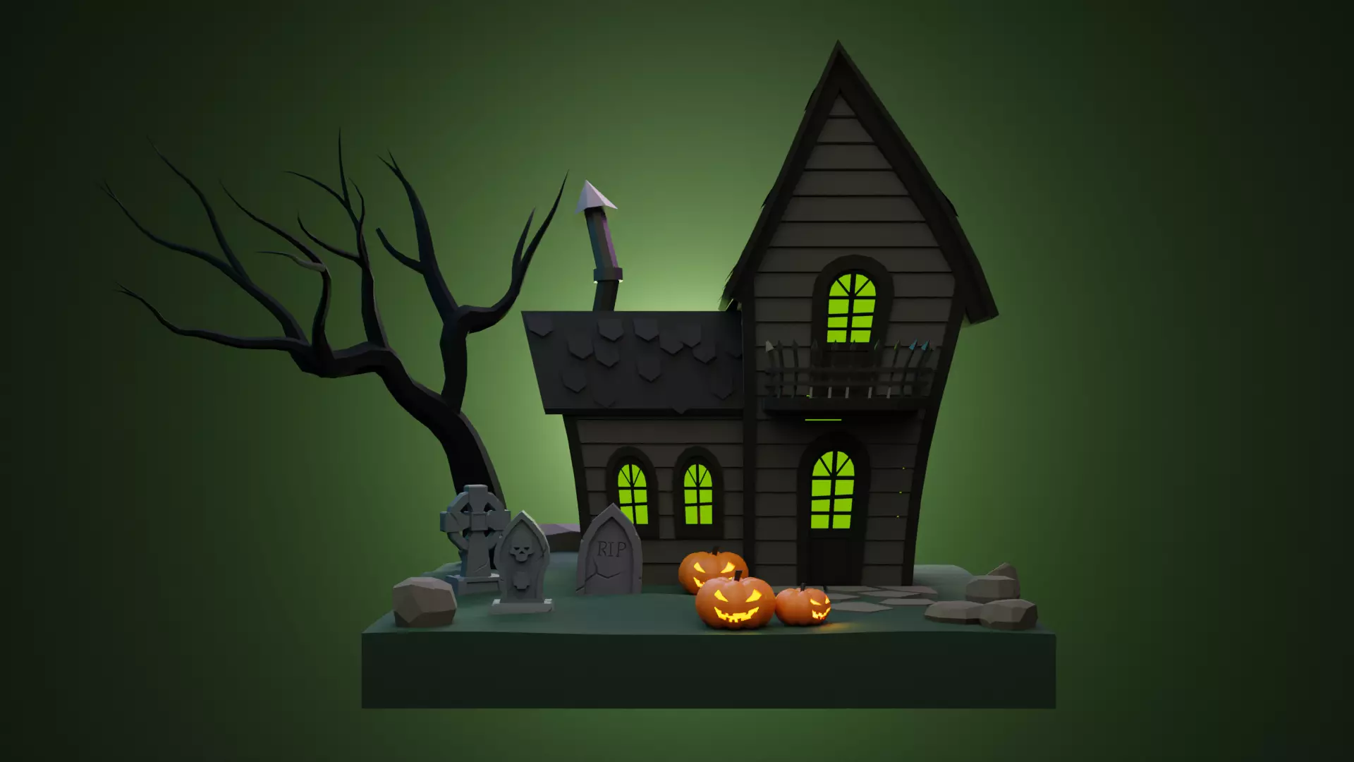 Halloween House 3 Low-poly 3D model
