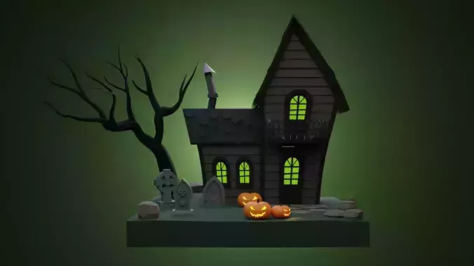 Halloween House 3 Low-poly 3D model