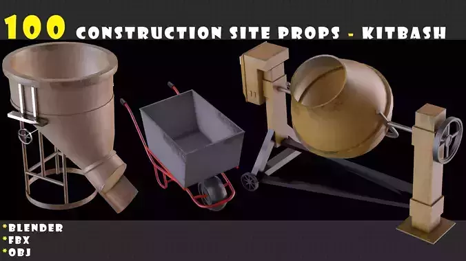 100 Construction Site Props - KITBASH - VOL 01