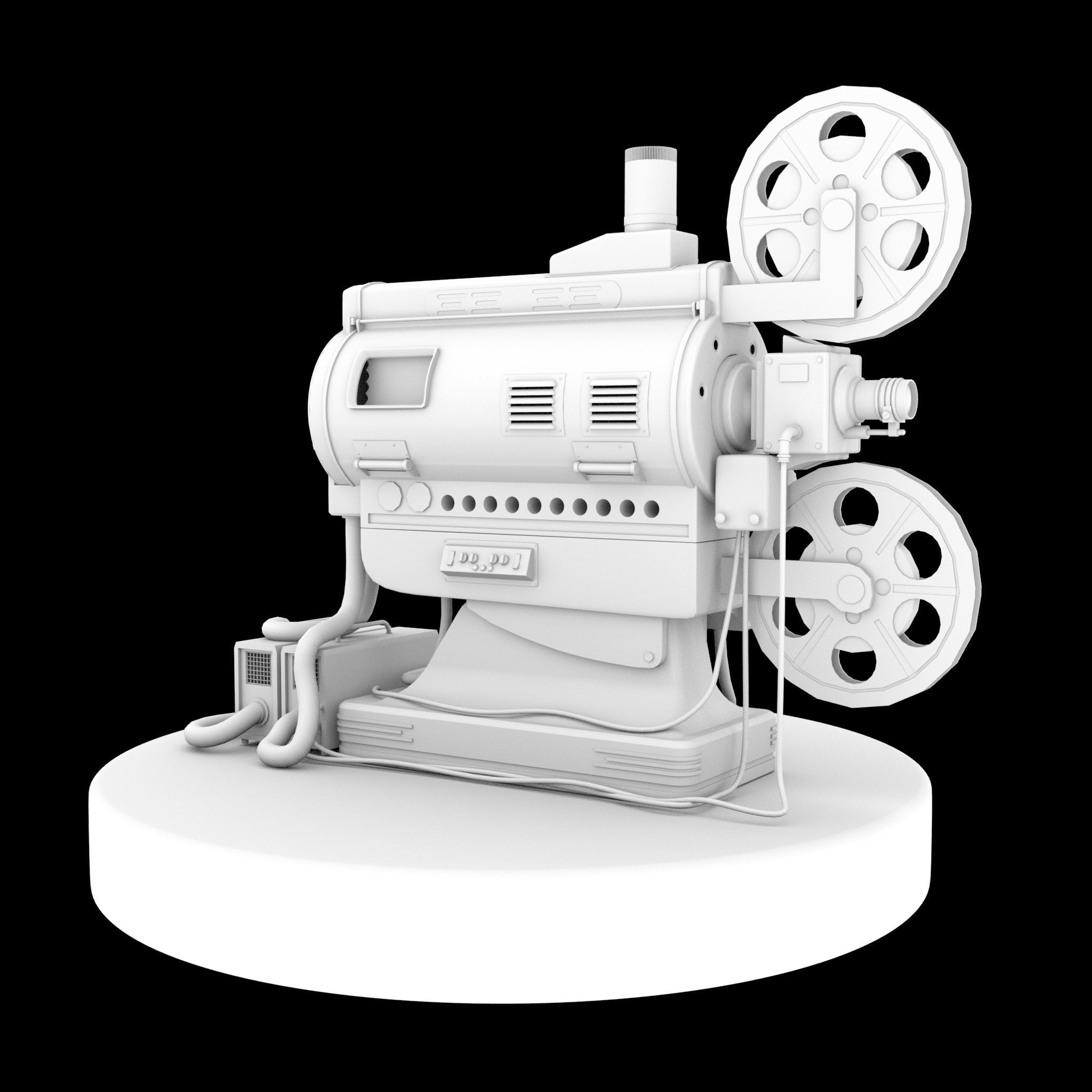 Old Film Reel Projector Gaming Asset Low-poly 3D model_3