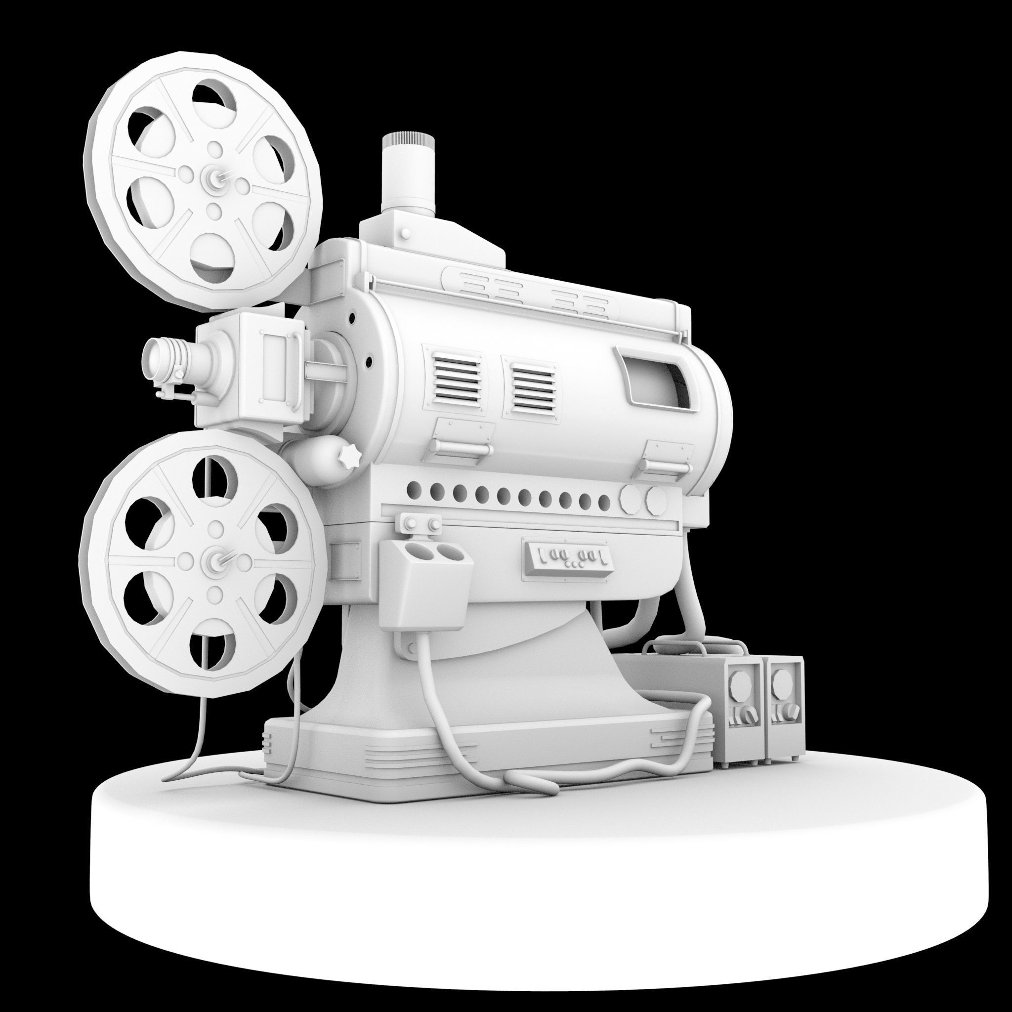 Old Film Reel Projector Gaming Asset Low-poly 3D model_4