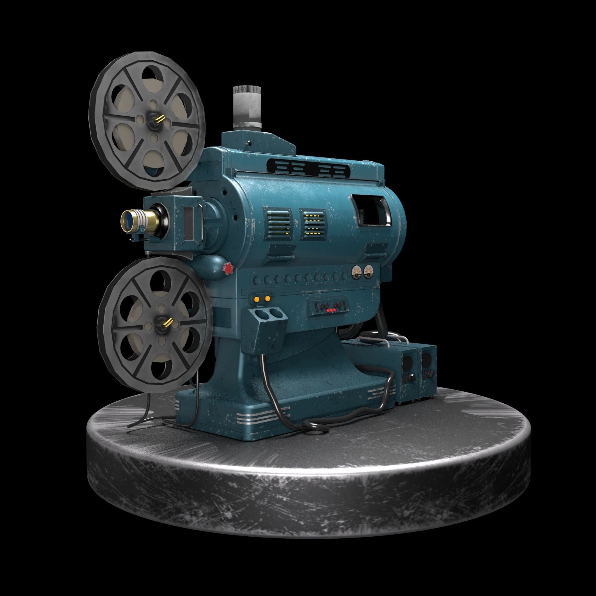 Old Film Reel Projector Gaming Asset Low-poly 3D model_1