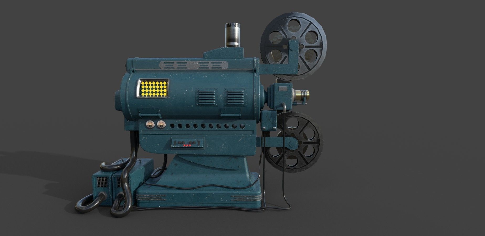 Old Film Reel Projector Gaming Asset Low-poly 3D model_7