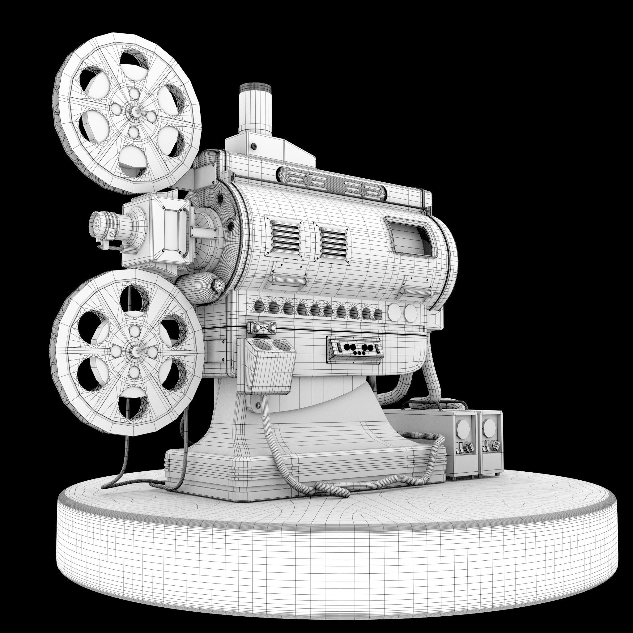 Old Film Reel Projector Gaming Asset Low-poly 3D model_2