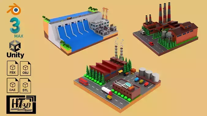 Factory Warehouse 3D Model Collection