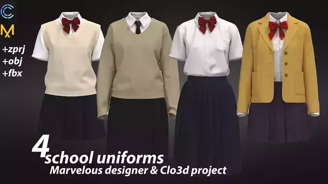 school uniforms marvelous designer
