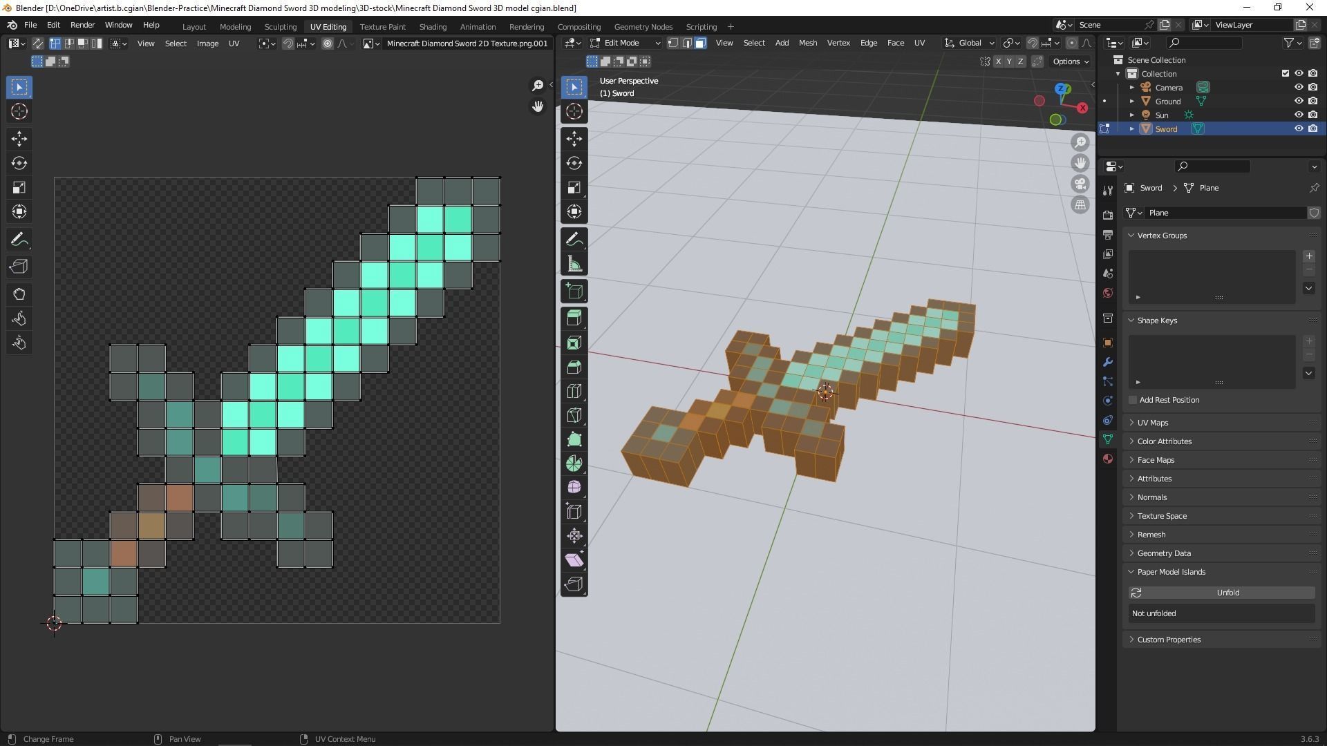 Minecraft Sword 3D model 3D model_4