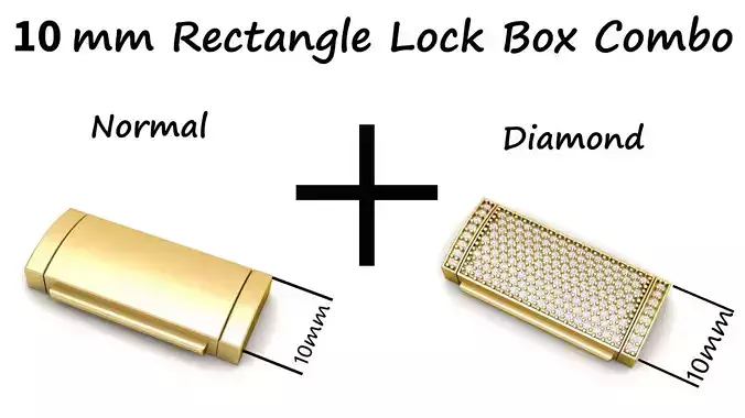 10 mm Rectangular Lock Box Combo of Plain and Diamond 3D Model Collection