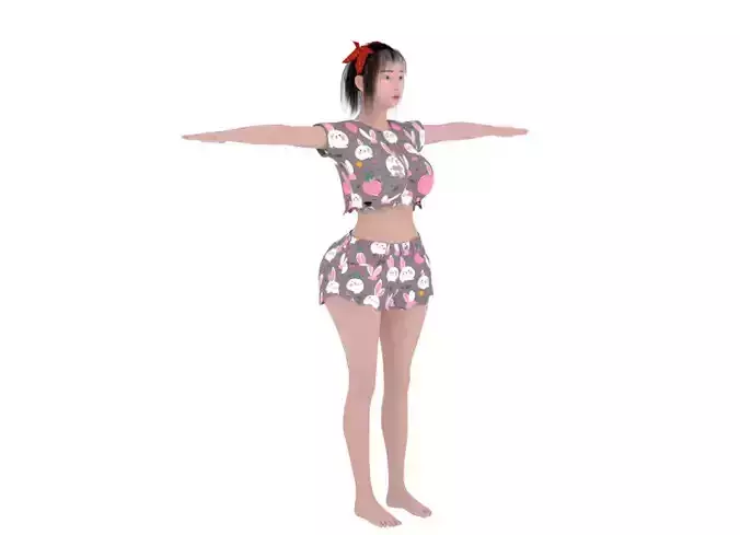 A woman big ass beauty model game character model in FBX format