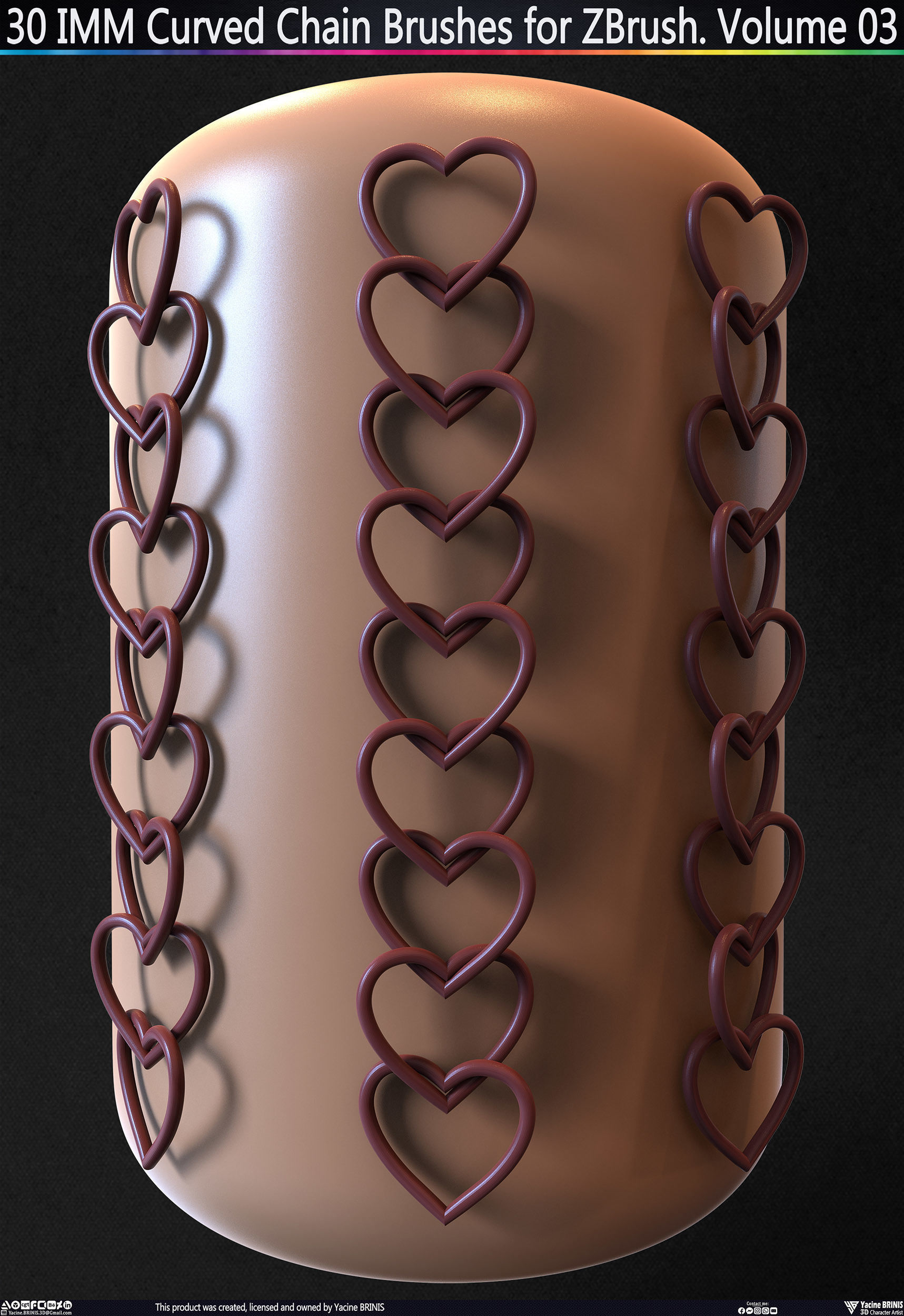 30 IMM Curved Chain Brushes for ZBrush Volume 03 Low-poly 3D model_23