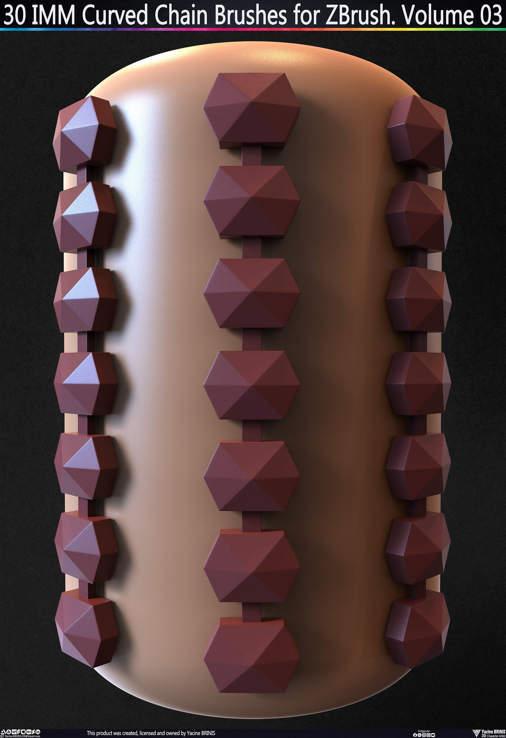 30 IMM Curved Chain Brushes for ZBrush Volume 03 Low-poly 3D model_29