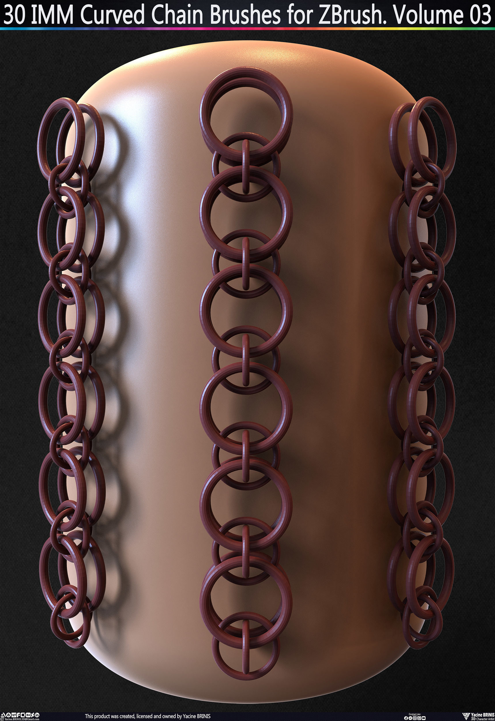 30 IMM Curved Chain Brushes for ZBrush Volume 03 Low-poly 3D model_25