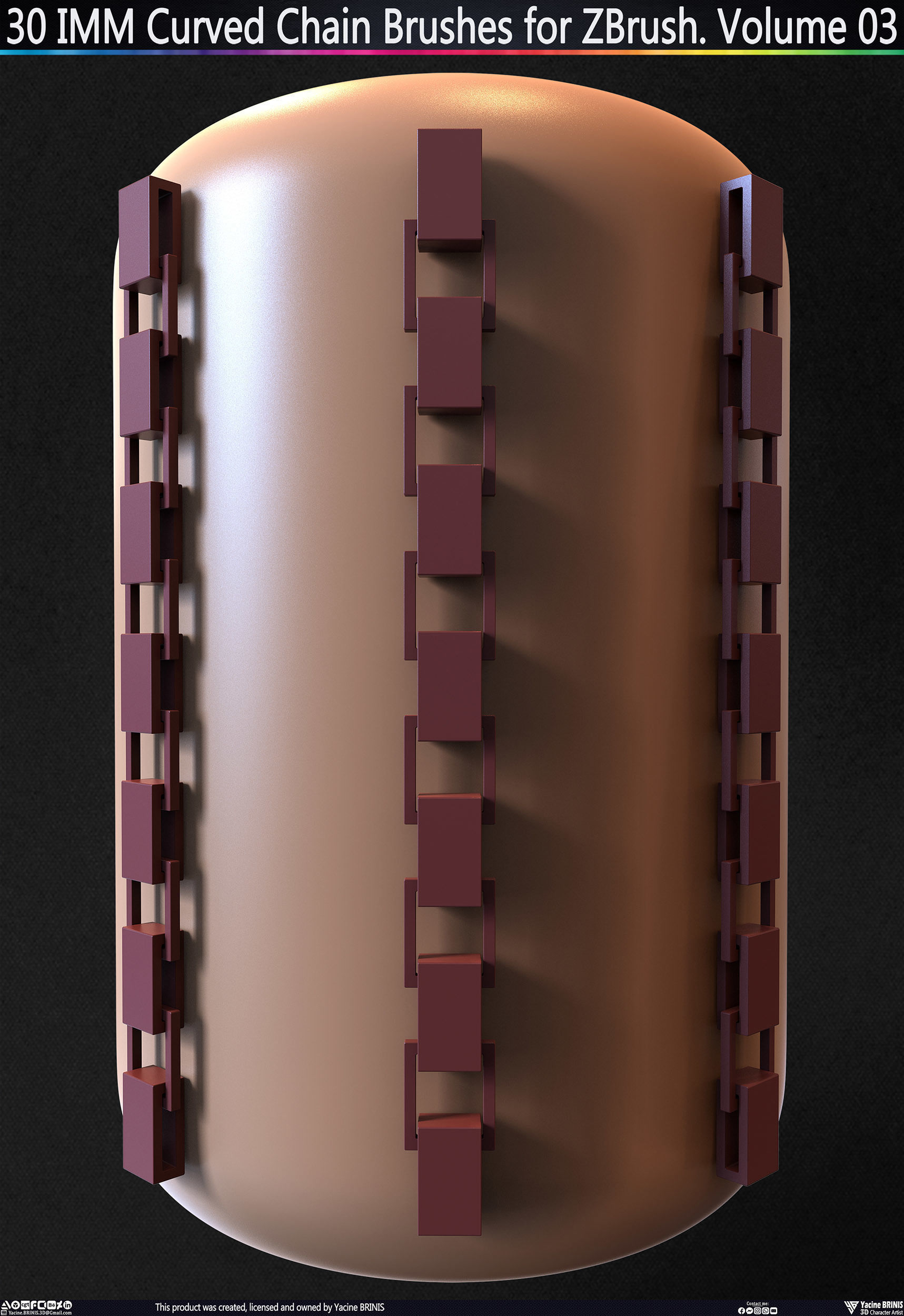 30 IMM Curved Chain Brushes for ZBrush Volume 03 Low-poly 3D model_10