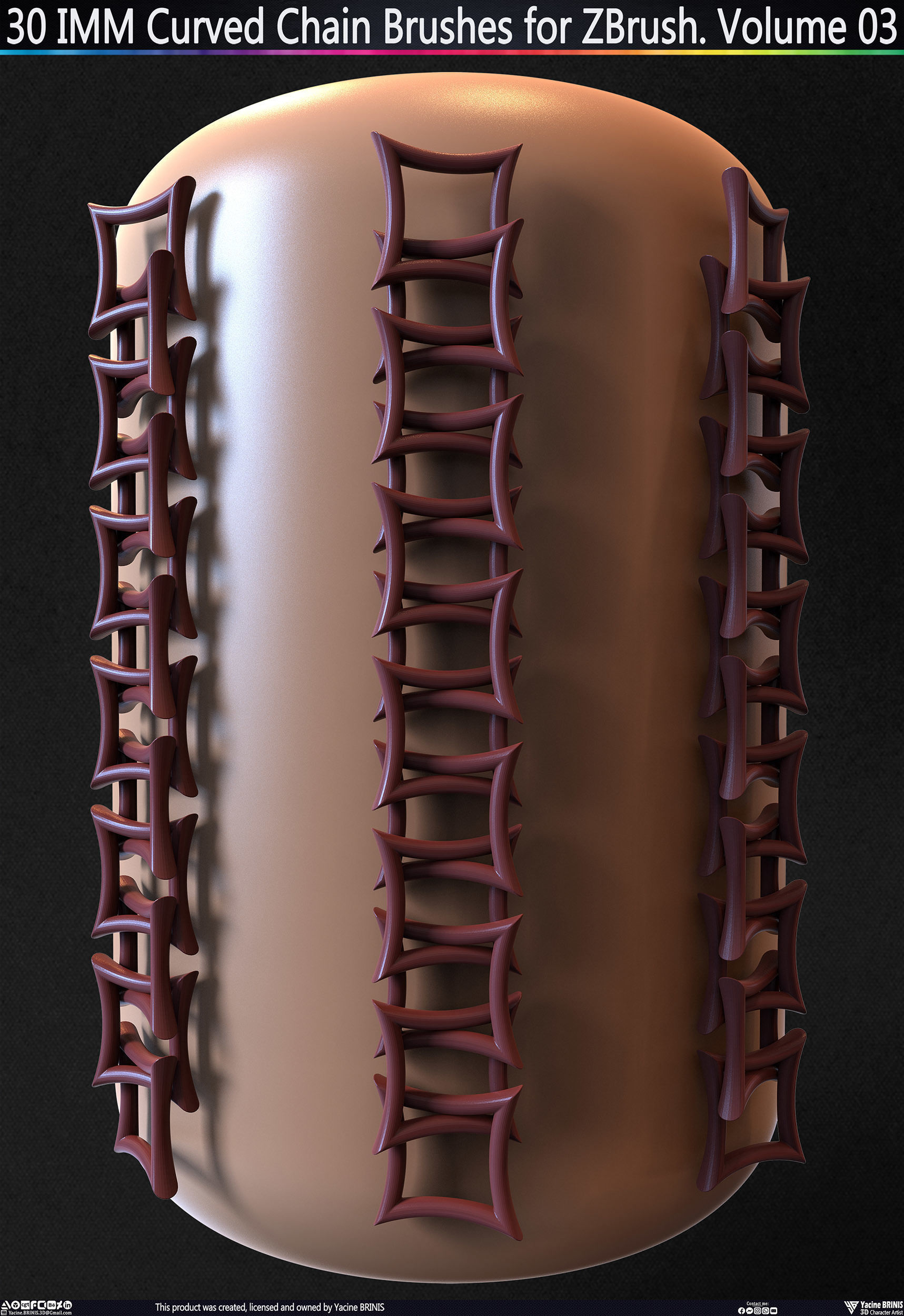 30 IMM Curved Chain Brushes for ZBrush Volume 03 Low-poly 3D model_28