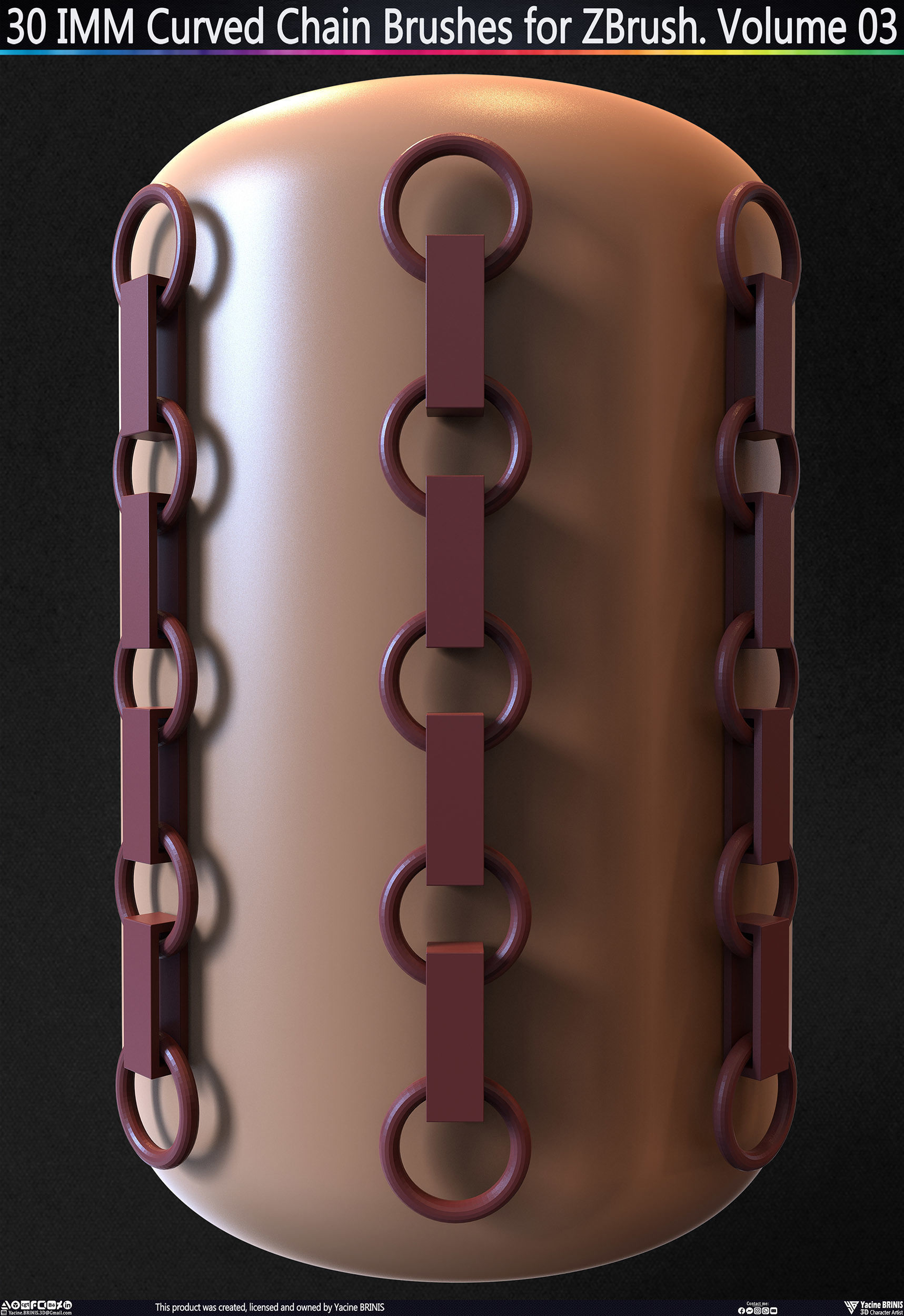 30 IMM Curved Chain Brushes for ZBrush Volume 03 Low-poly 3D model_22