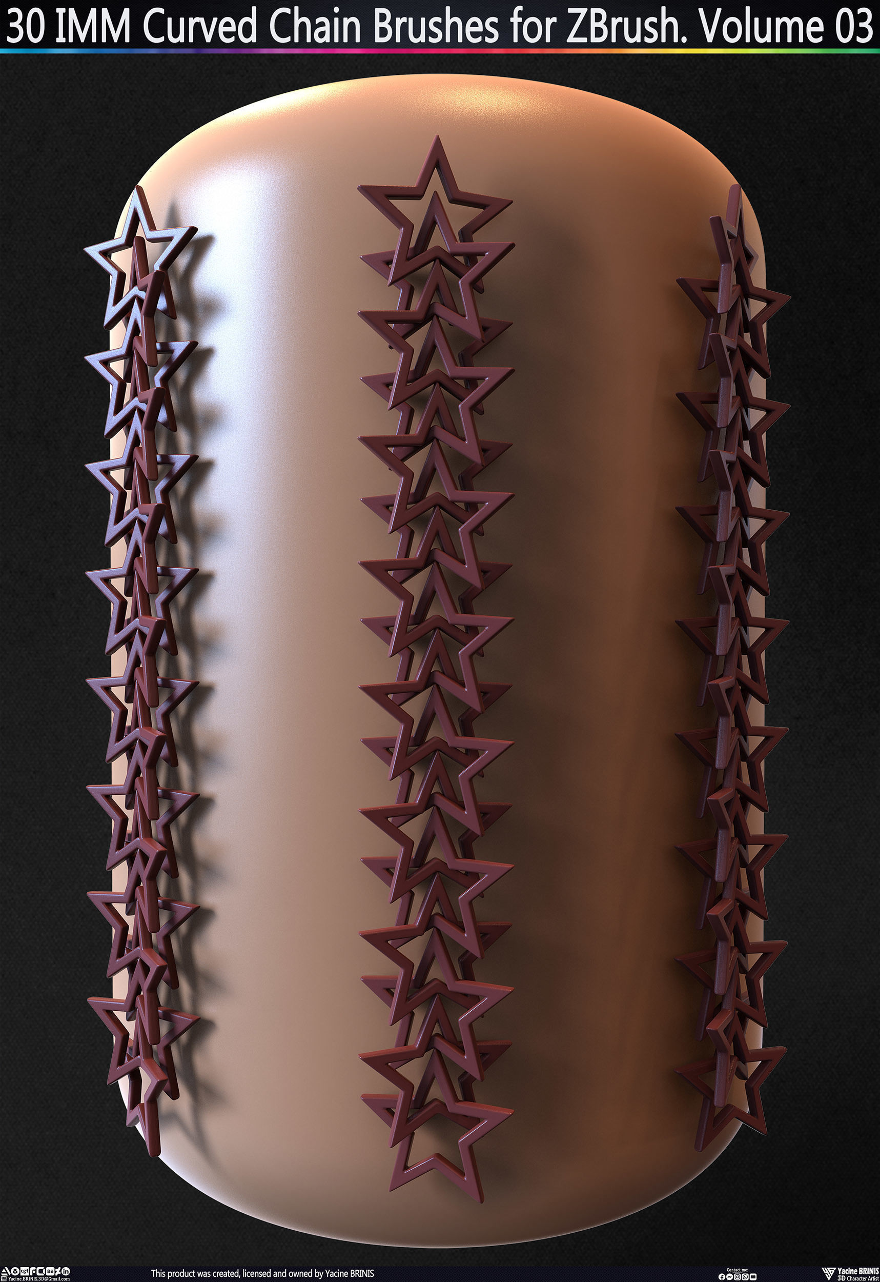 30 IMM Curved Chain Brushes for ZBrush Volume 03 Low-poly 3D model_18