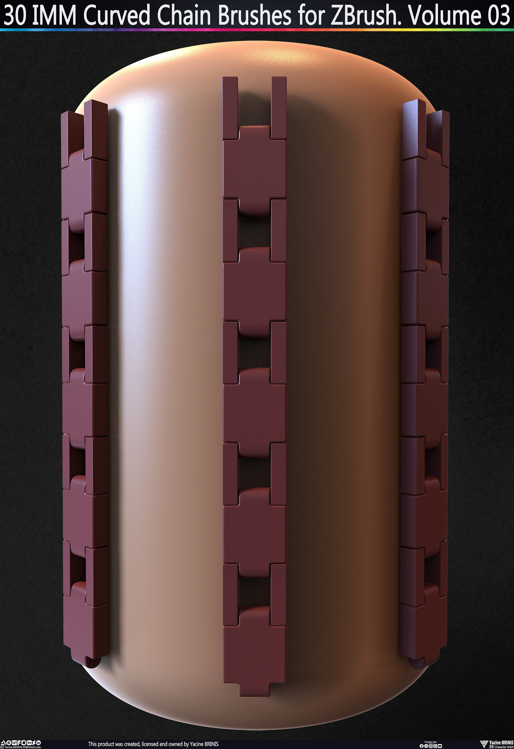 30 IMM Curved Chain Brushes for ZBrush Volume 03 Low-poly 3D model_24