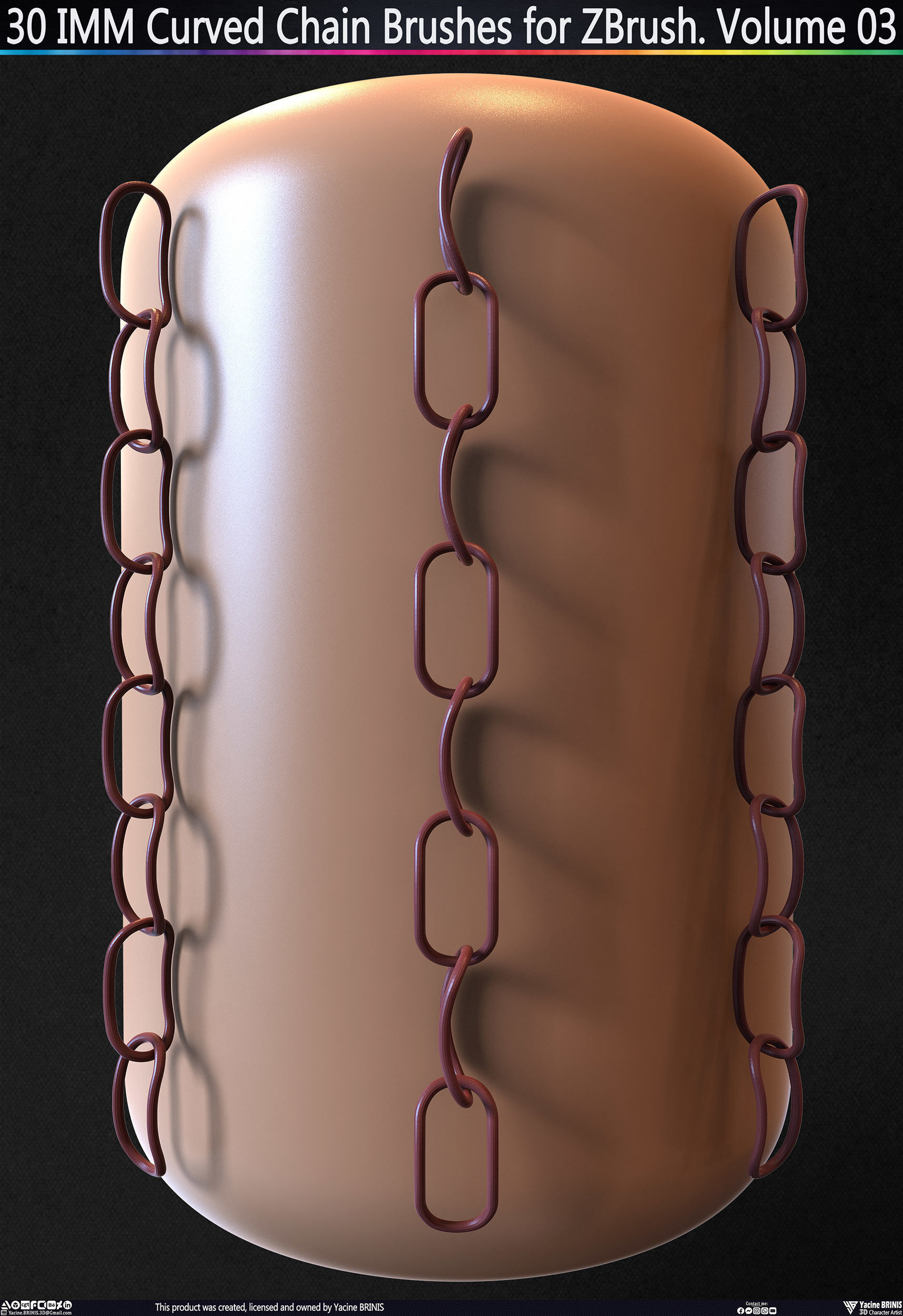 30 IMM Curved Chain Brushes for ZBrush Volume 03 Low-poly 3D model_21