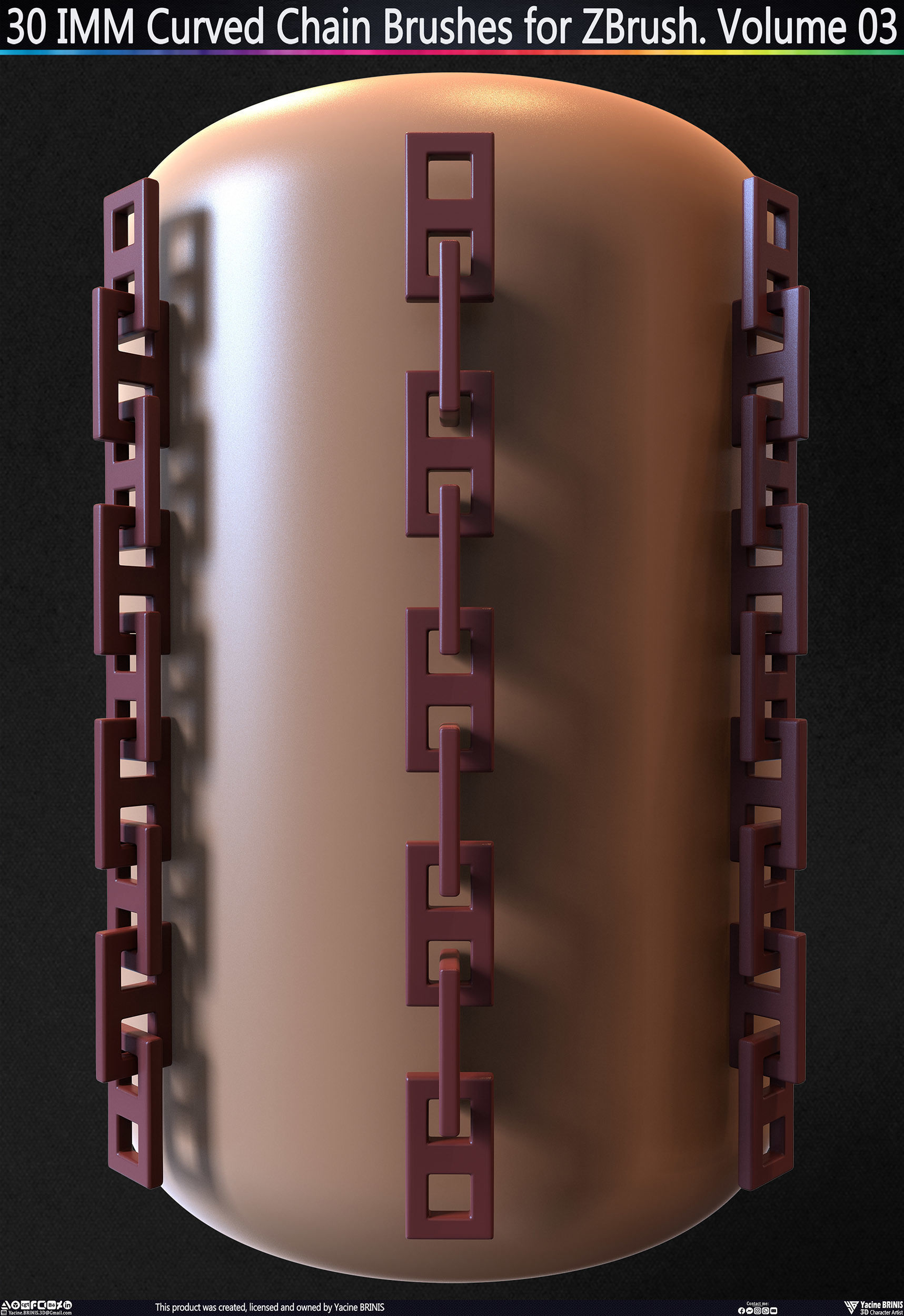 30 IMM Curved Chain Brushes for ZBrush Volume 03 Low-poly 3D model_16