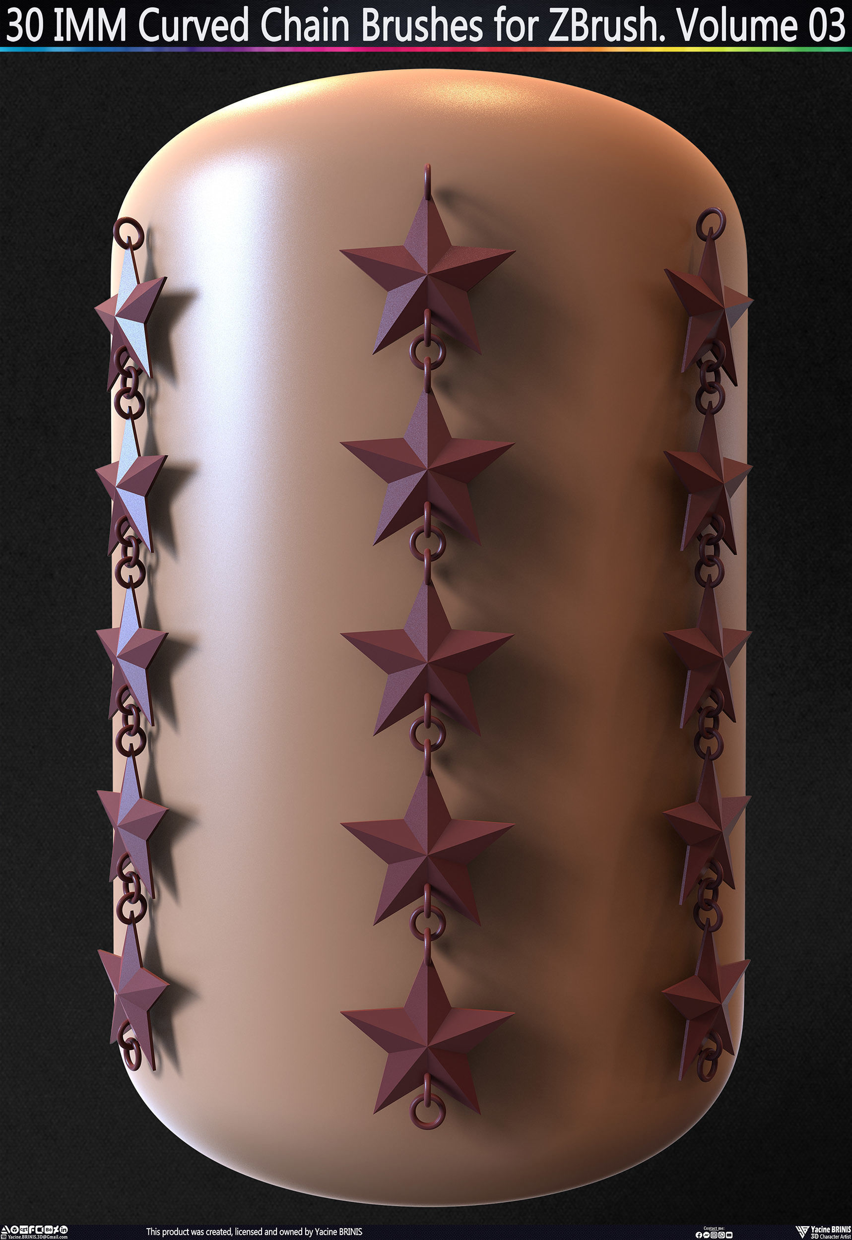 30 IMM Curved Chain Brushes for ZBrush Volume 03 Low-poly 3D model_17