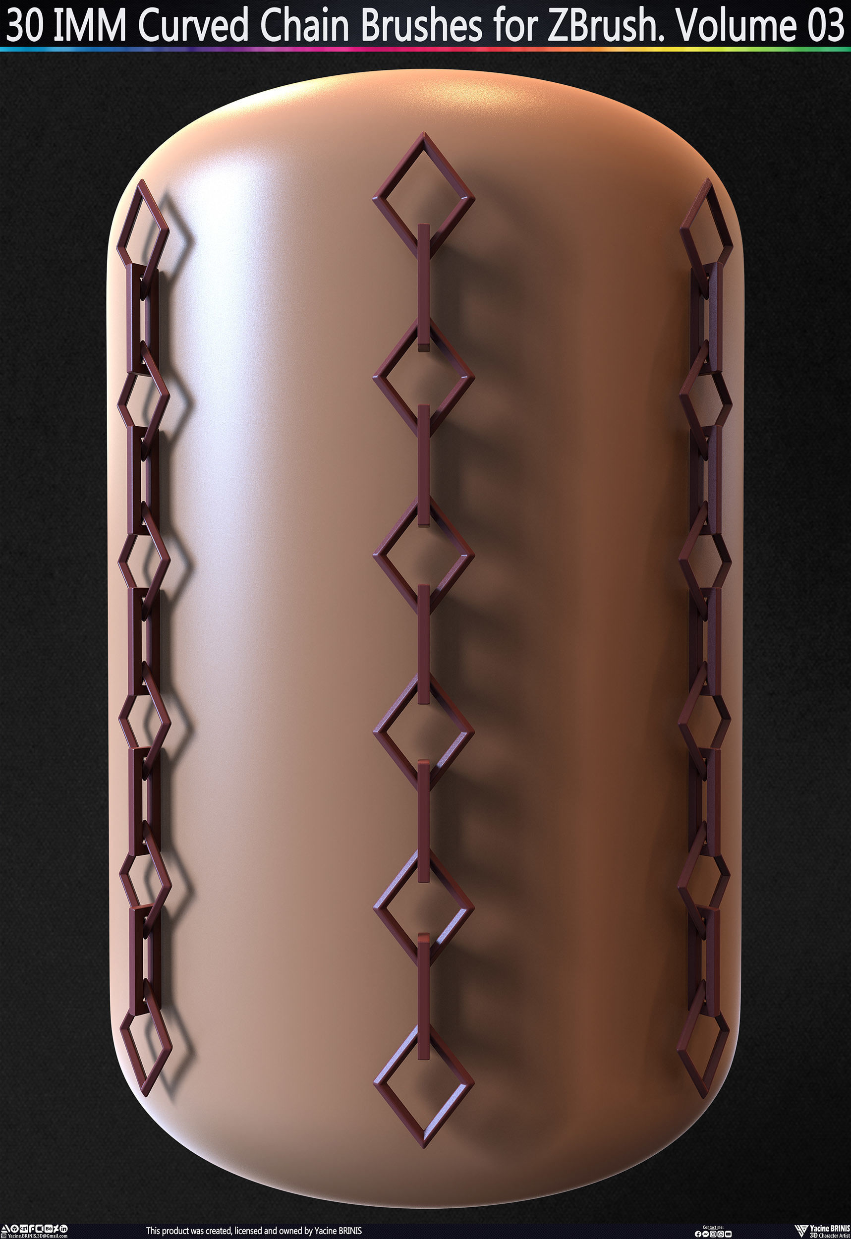 30 IMM Curved Chain Brushes for ZBrush Volume 03 Low-poly 3D model_20