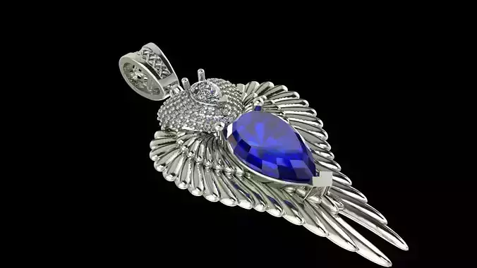 Winged Gem Pendant Angel-Inspired Diamond Necklace 3D Model 3D print model