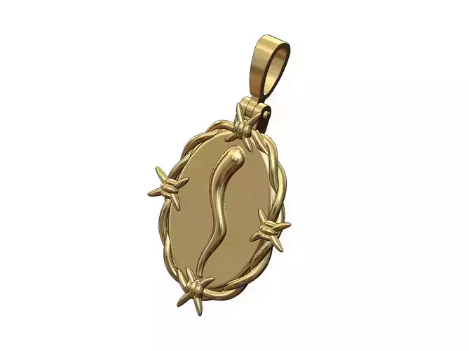 Oval Barbwire Italian horn thornes pendant bail 3D print model