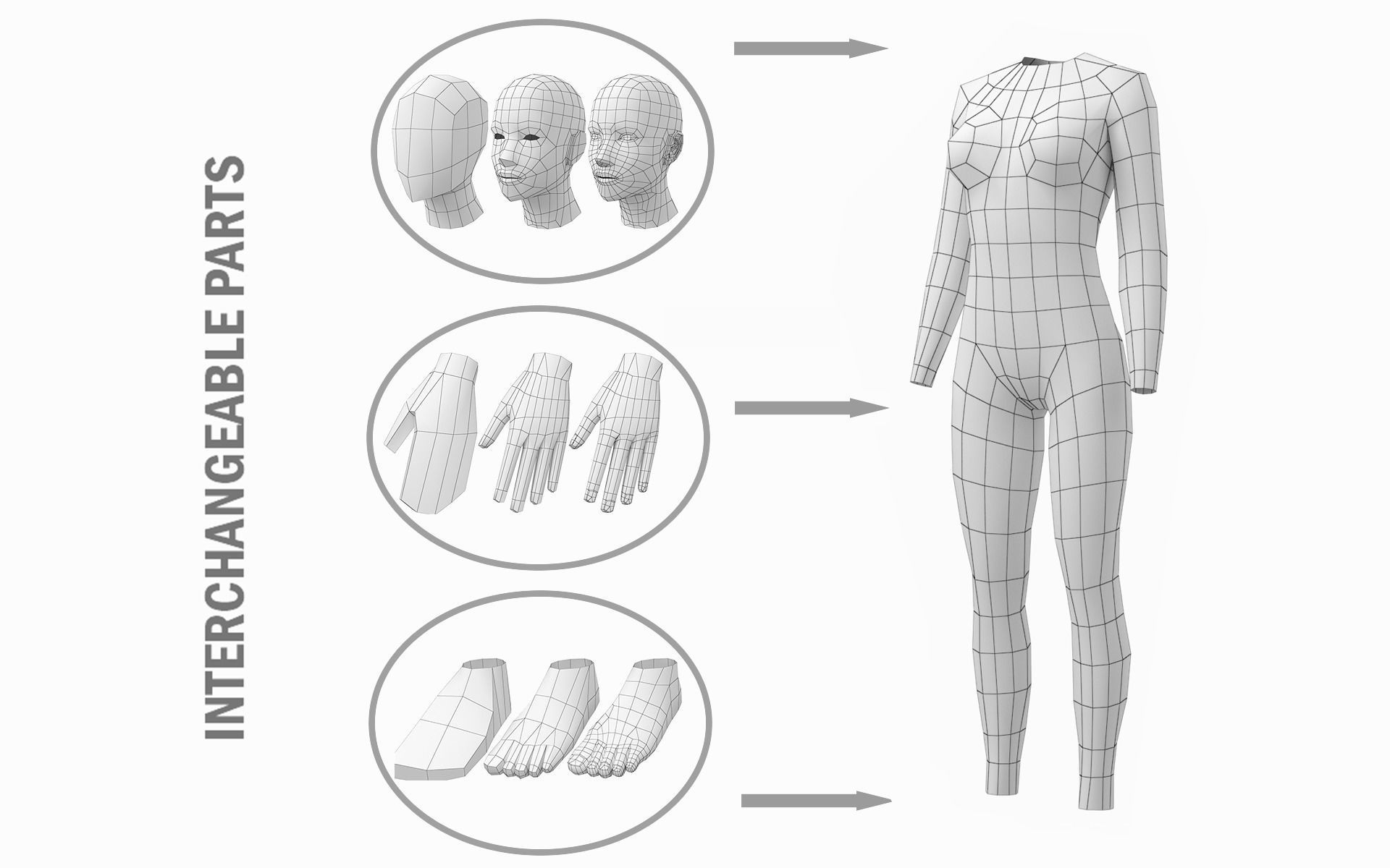 Natural Female and Male Base Mesh SUPER BUNDLE 3D model_7