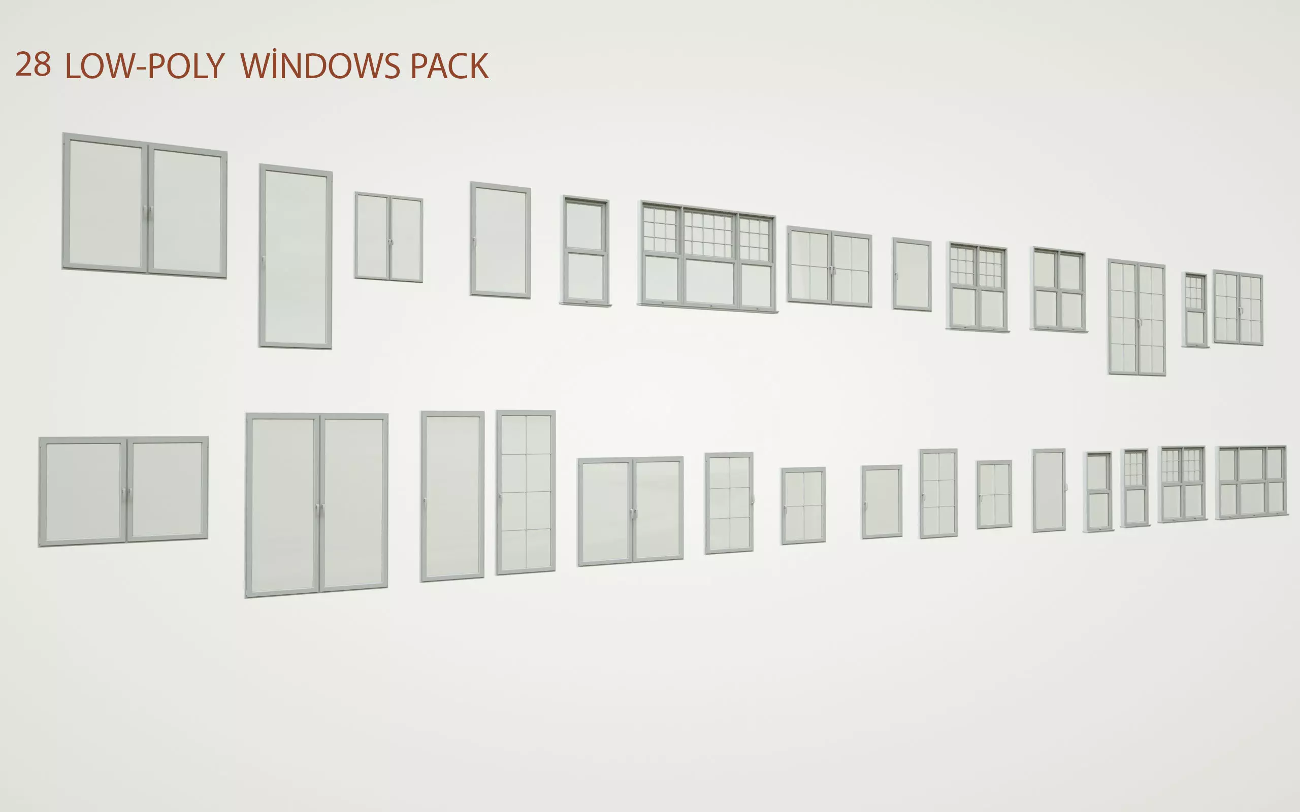 low-poly windows pack Low-poly 3D model_0