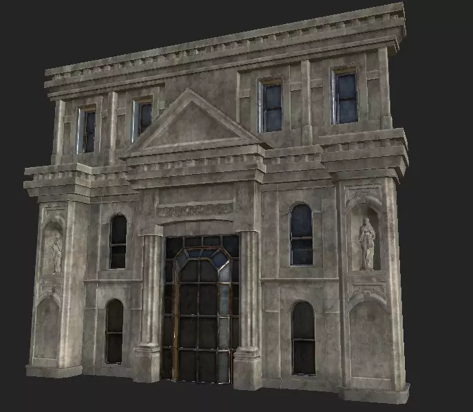 Entrance Theatre Low-poly 3D model_0