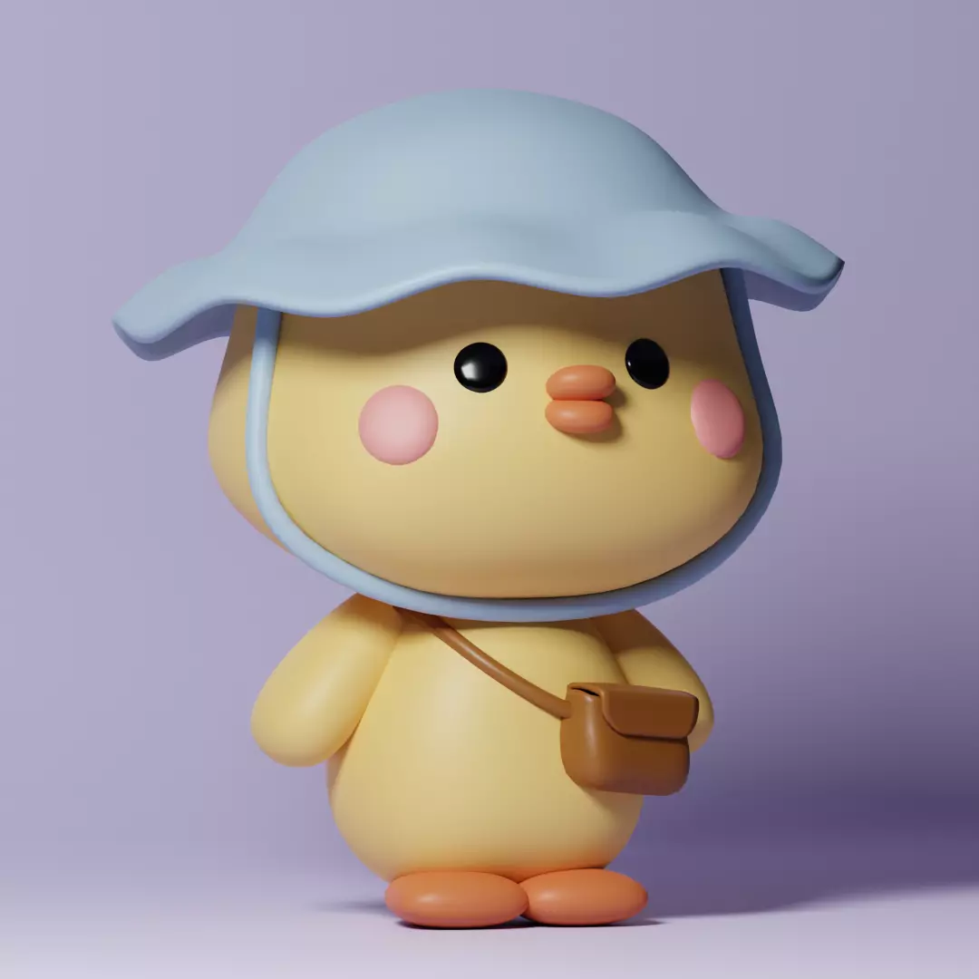 Cute Chick Low Poly 3d model Low-poly 3D model_0