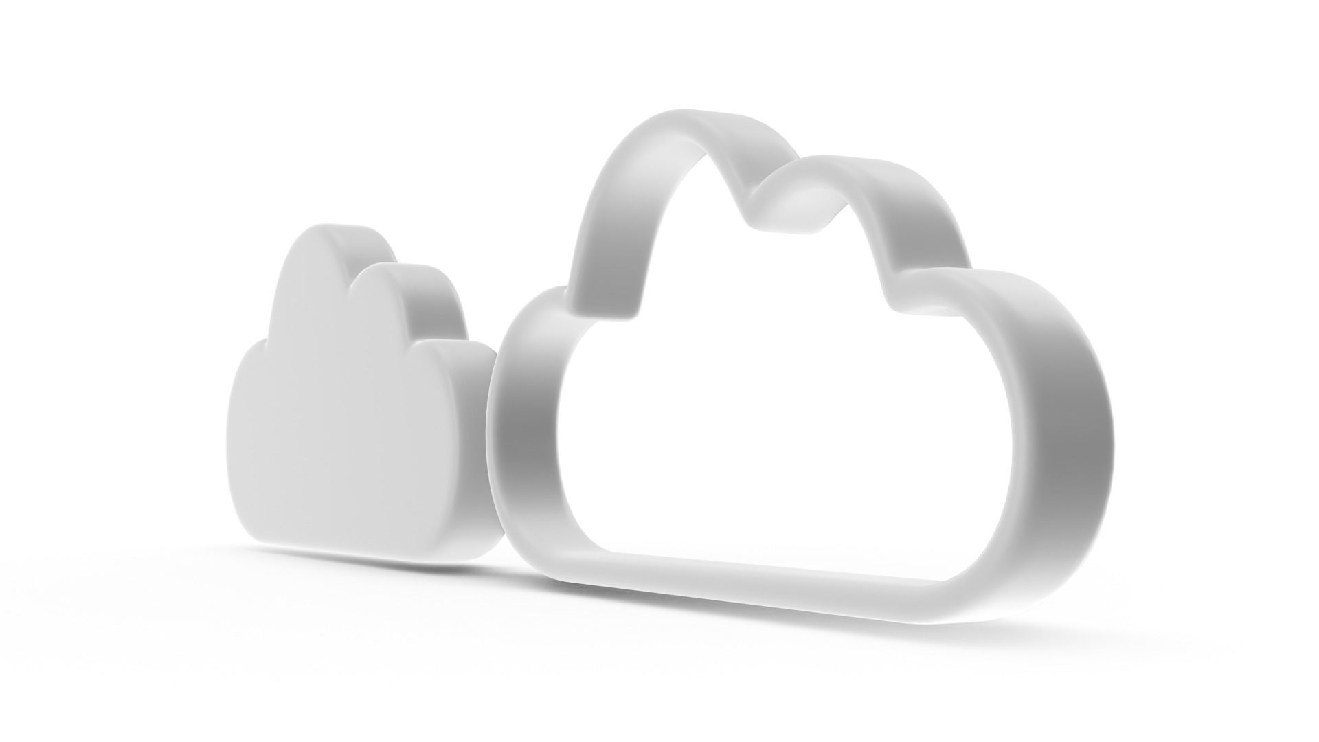 Two Cloud Symbol Low-poly 3D model_4