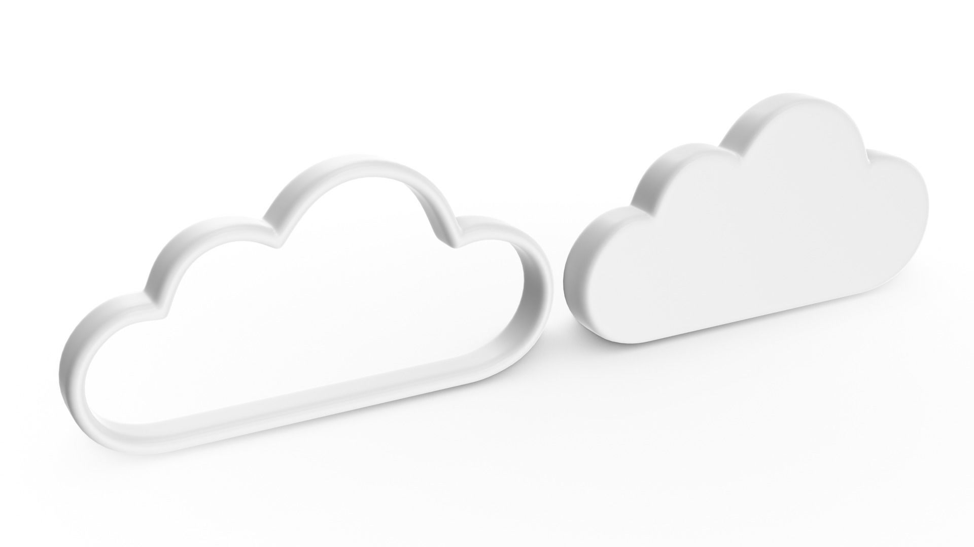 Two Cloud Symbol Low-poly 3D model_2