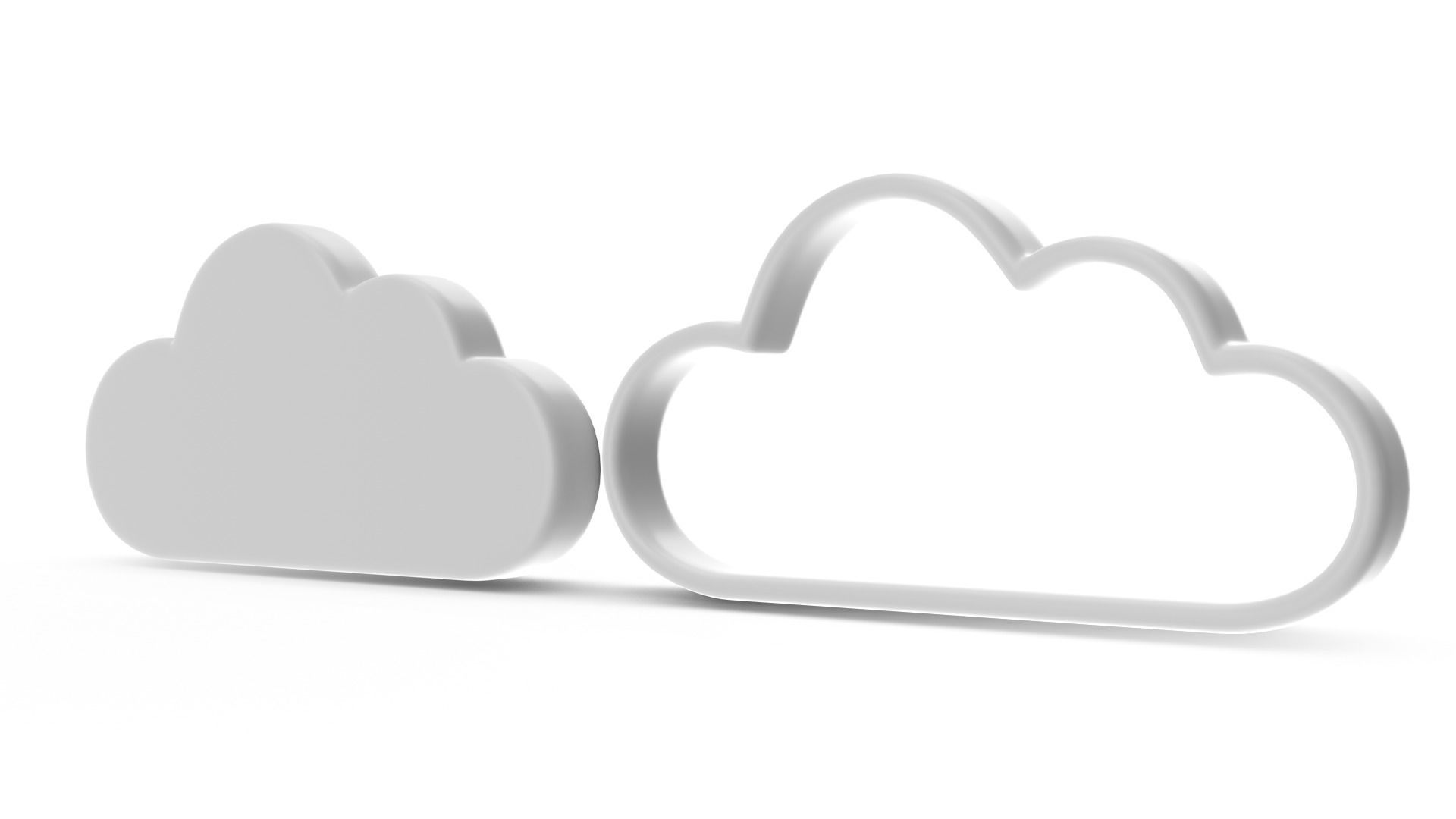 Two Cloud Symbol Low-poly 3D model_1