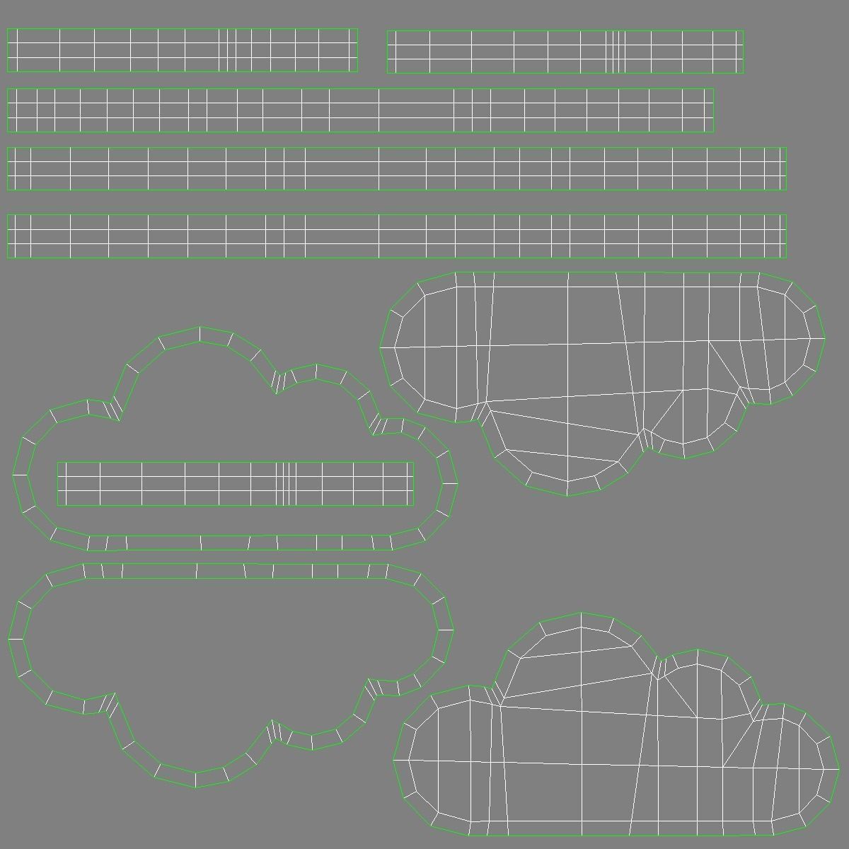 Two Cloud Symbol Low-poly 3D model_6