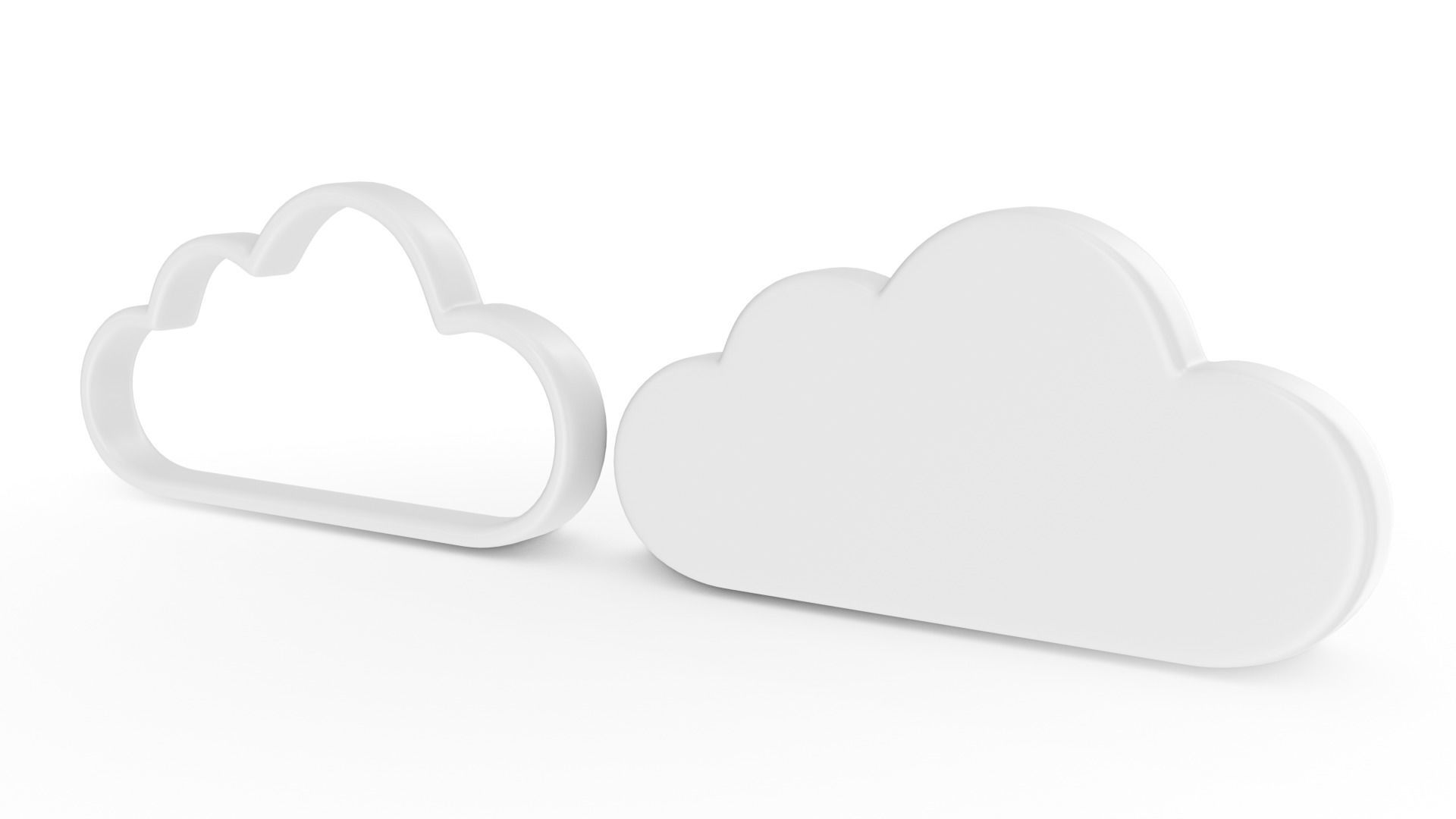 Two Cloud Symbol Low-poly 3D model_3