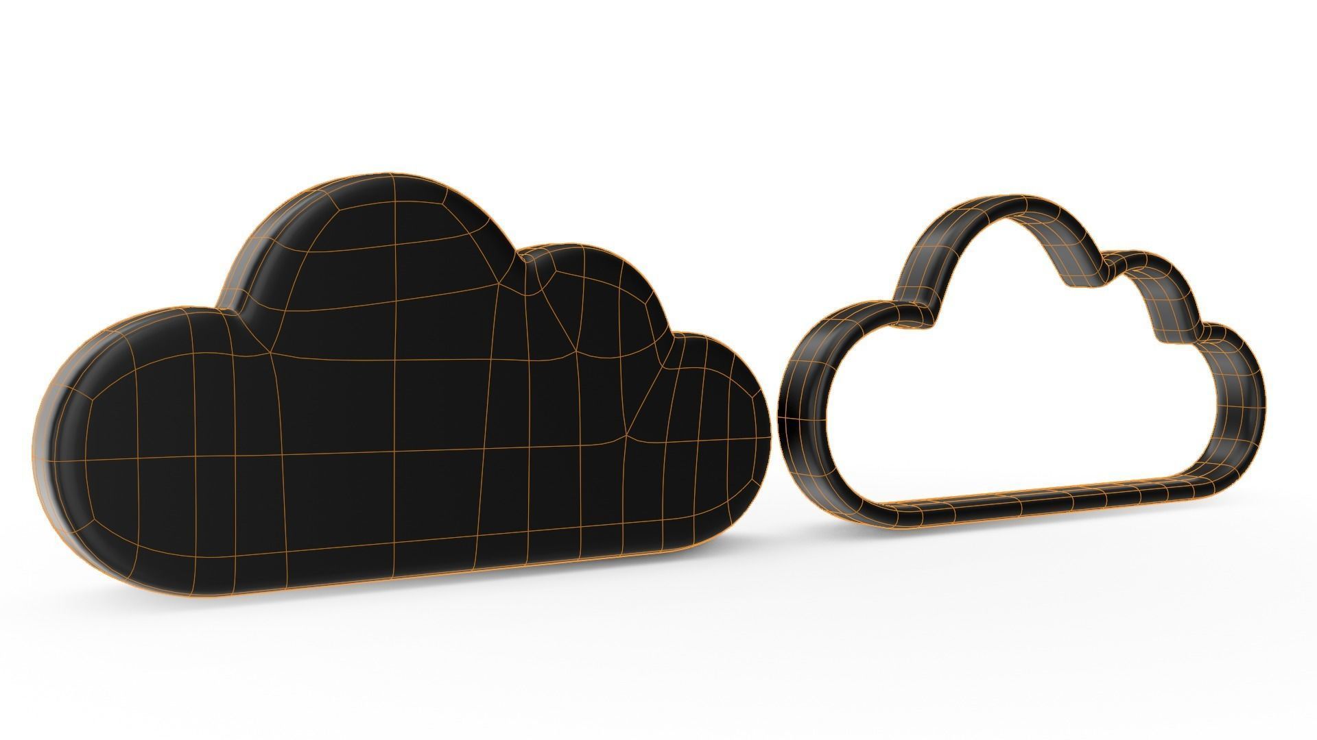 Two Cloud Symbol Low-poly 3D model_5